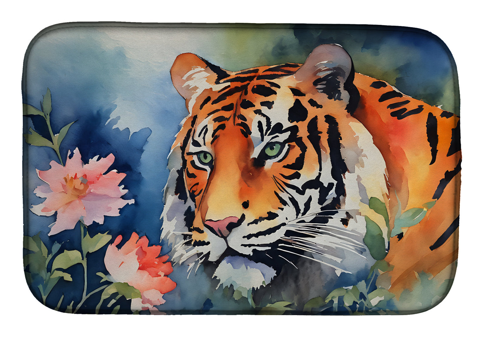 Caroline's Treasures Tiger Dish Drying Mat