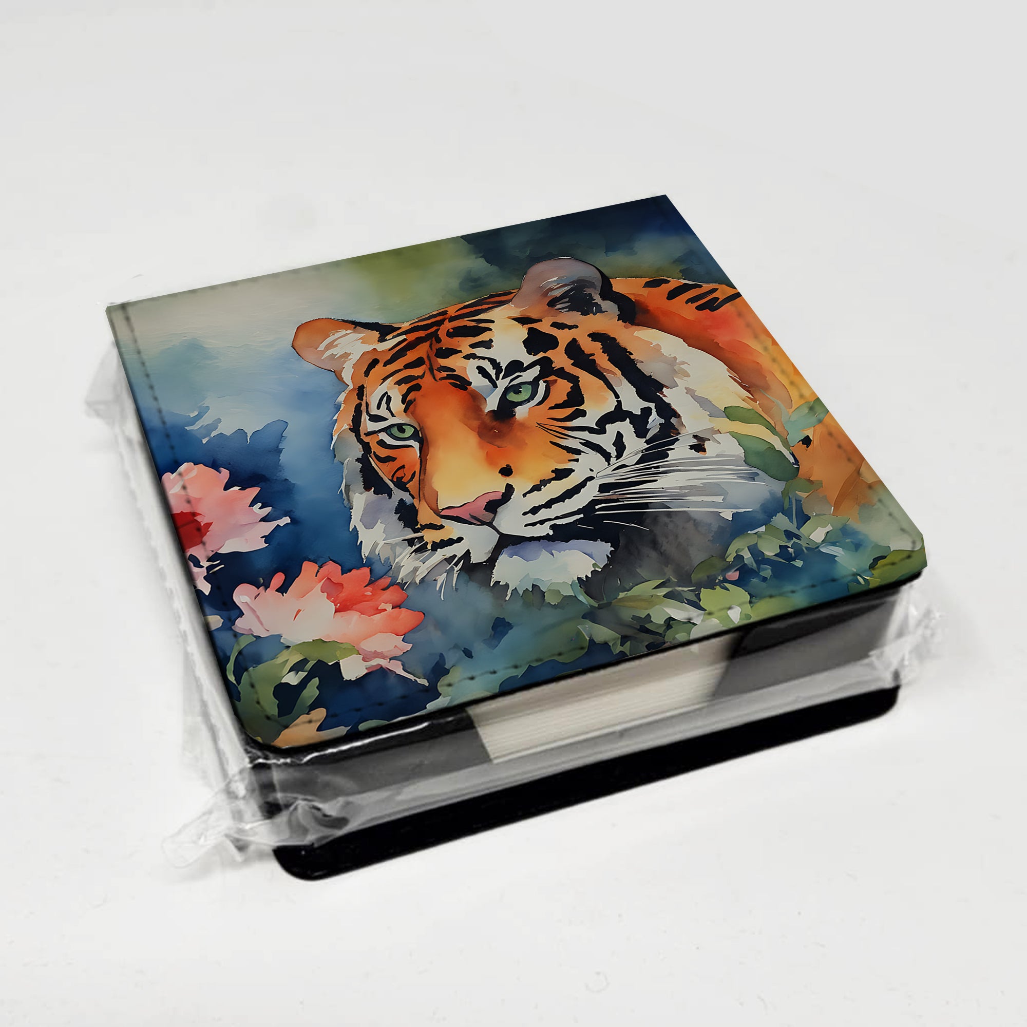 Caroline's Treasures Tiger PU Leather Note Paper Holder
