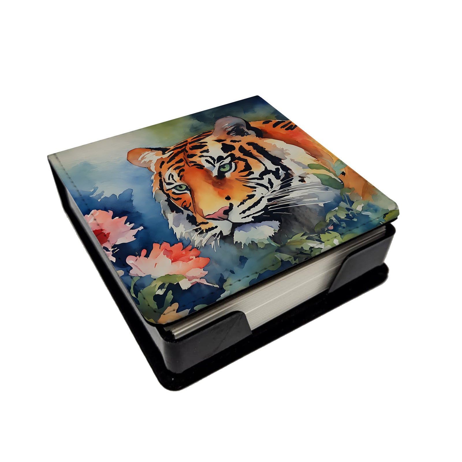 Caroline's Treasures Tiger PU Leather Note Paper Holder