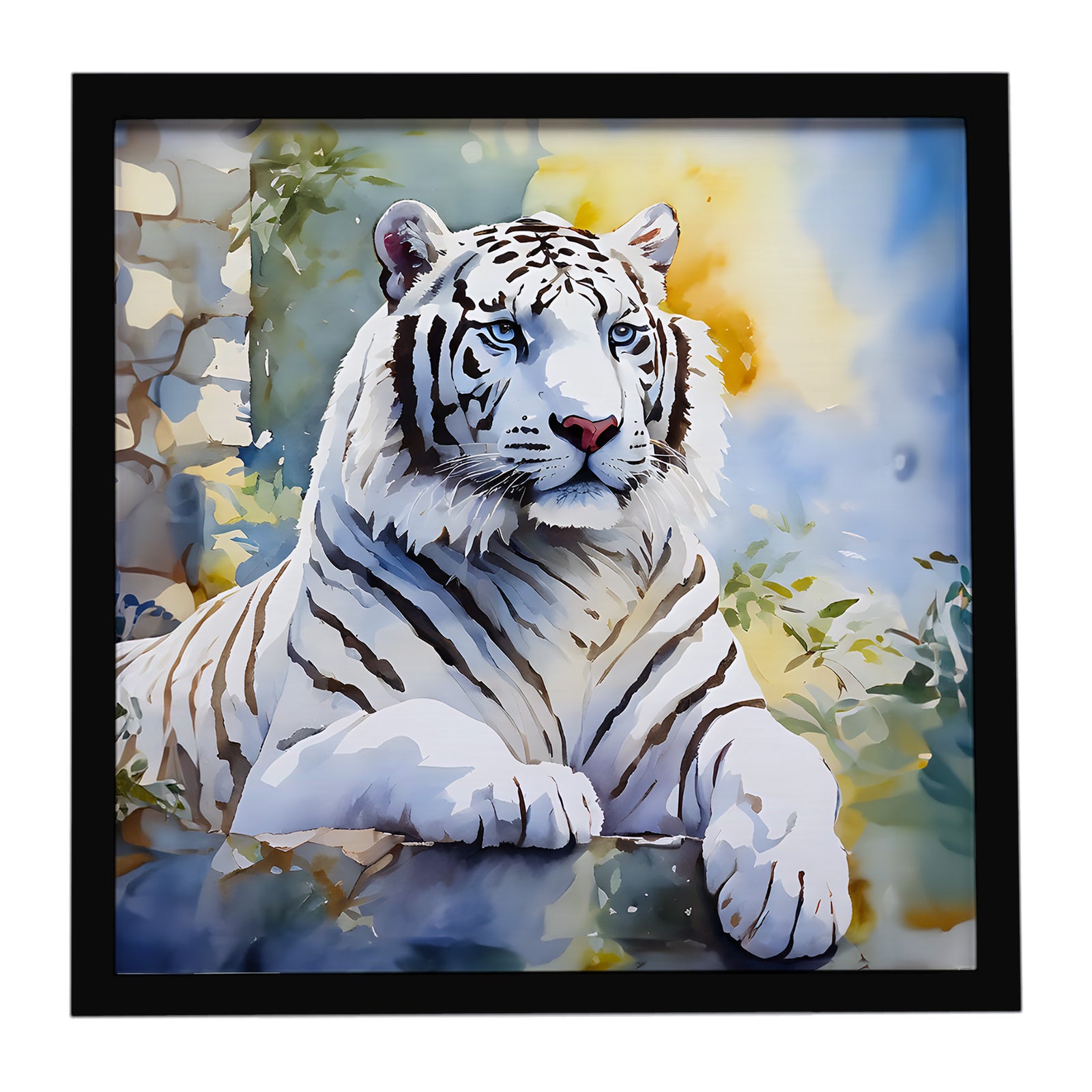 Caroline's Treasures White Tiger Framed Metal Print
