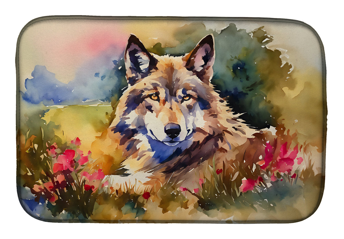 Caroline's Treasures Wolves Wolf Dish Drying Mat