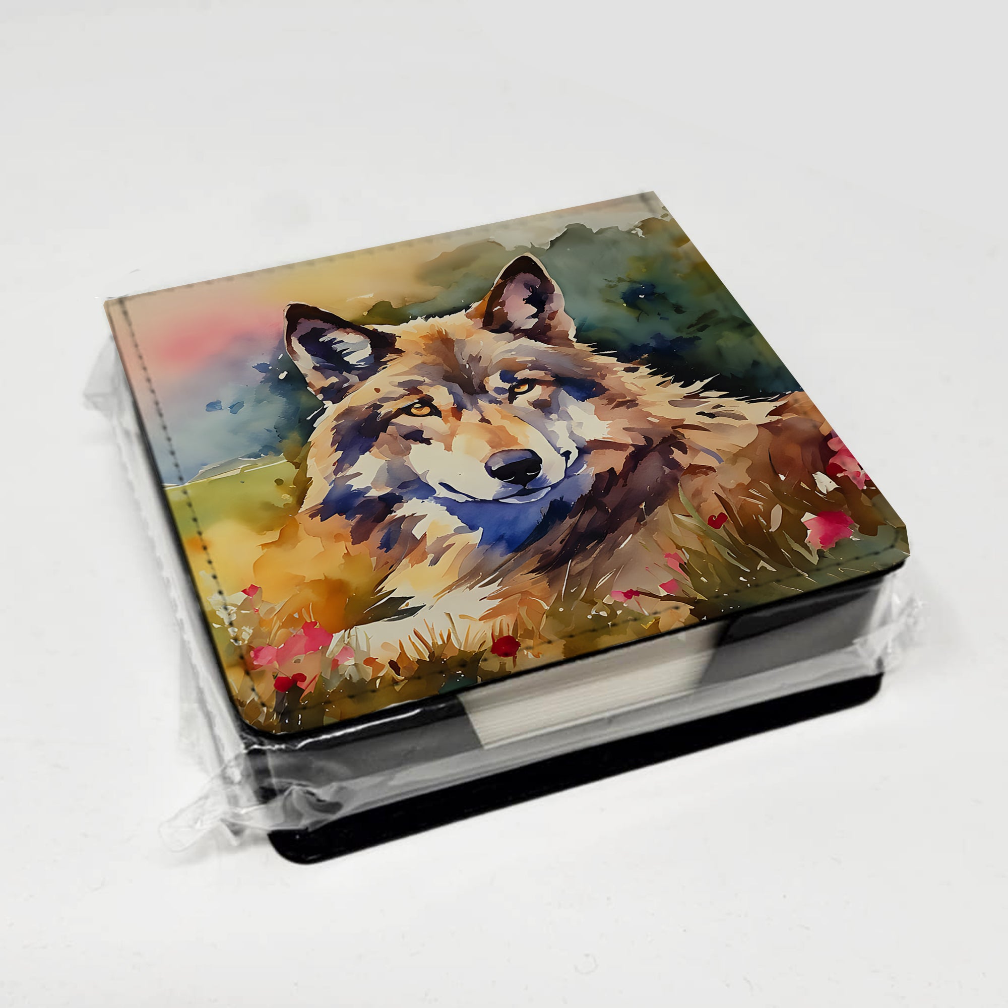 Caroline's Treasures Wolves Wolf PU Leather Note Paper Holder