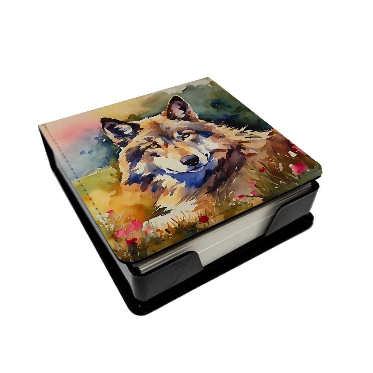 Caroline's Treasures Wolves Wolf PU Leather Note Paper Holder