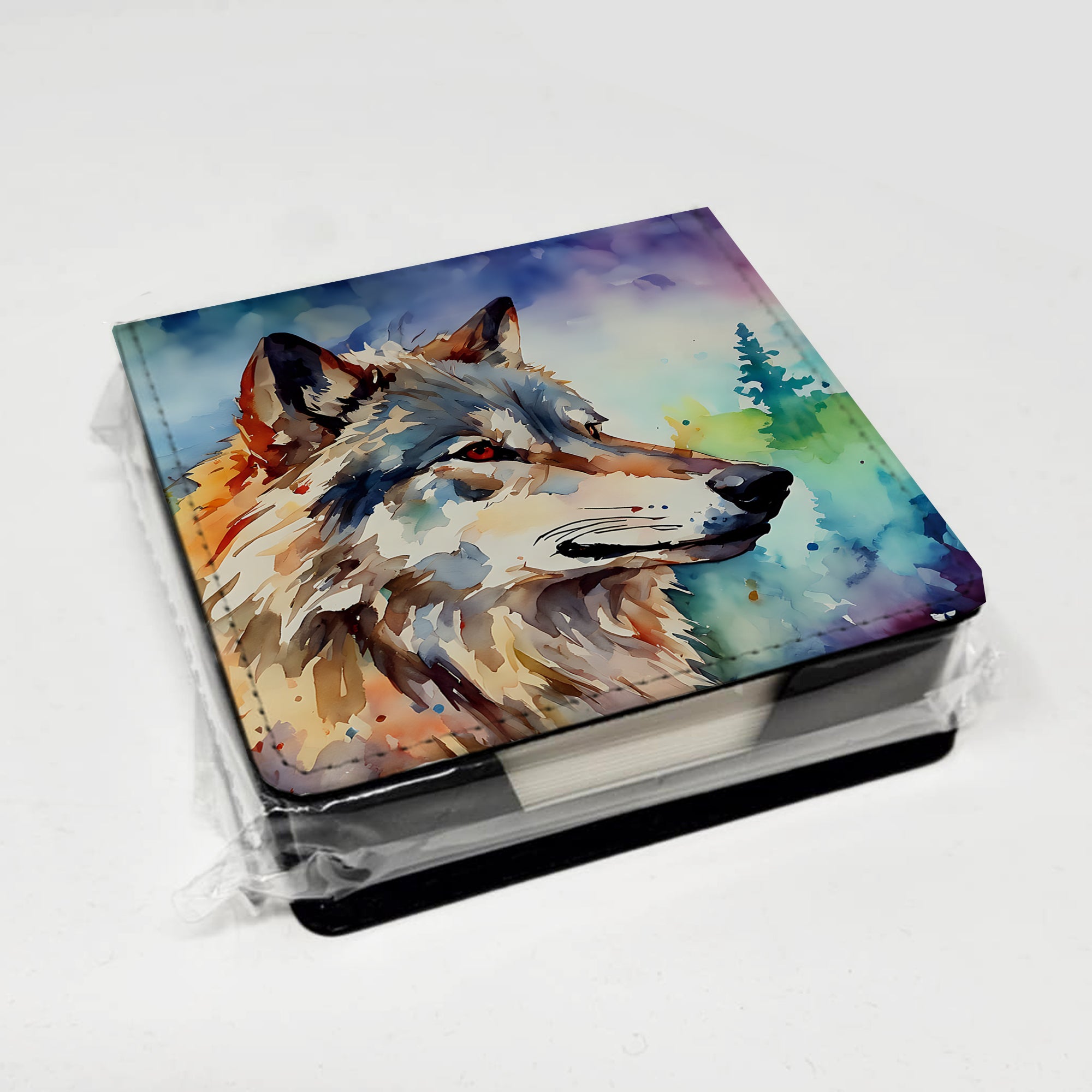 Caroline's Treasures Wolves Wolf PU Leather Note Paper Holder