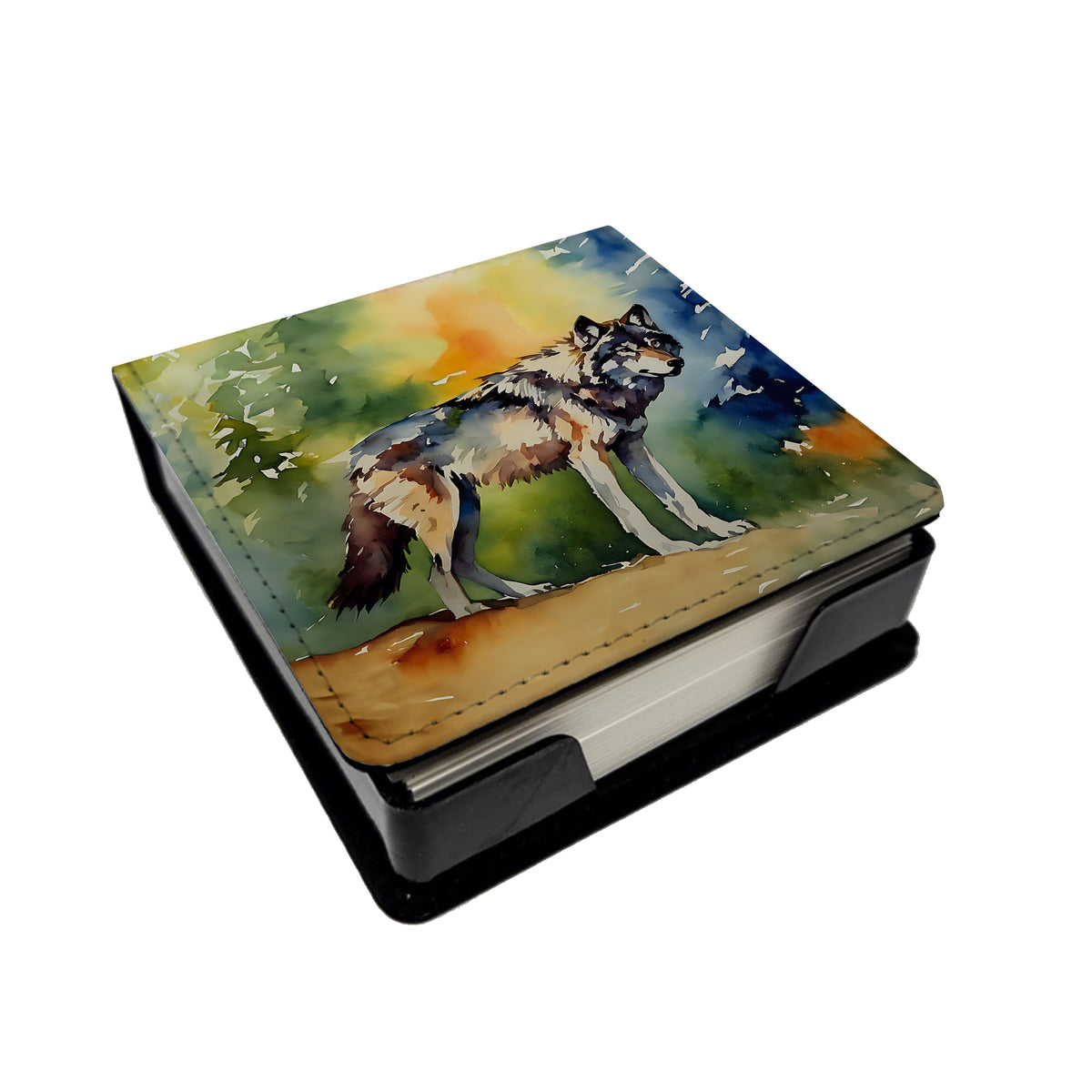 Caroline's Treasures Wolves Wolf PU Leather Note Paper Holder