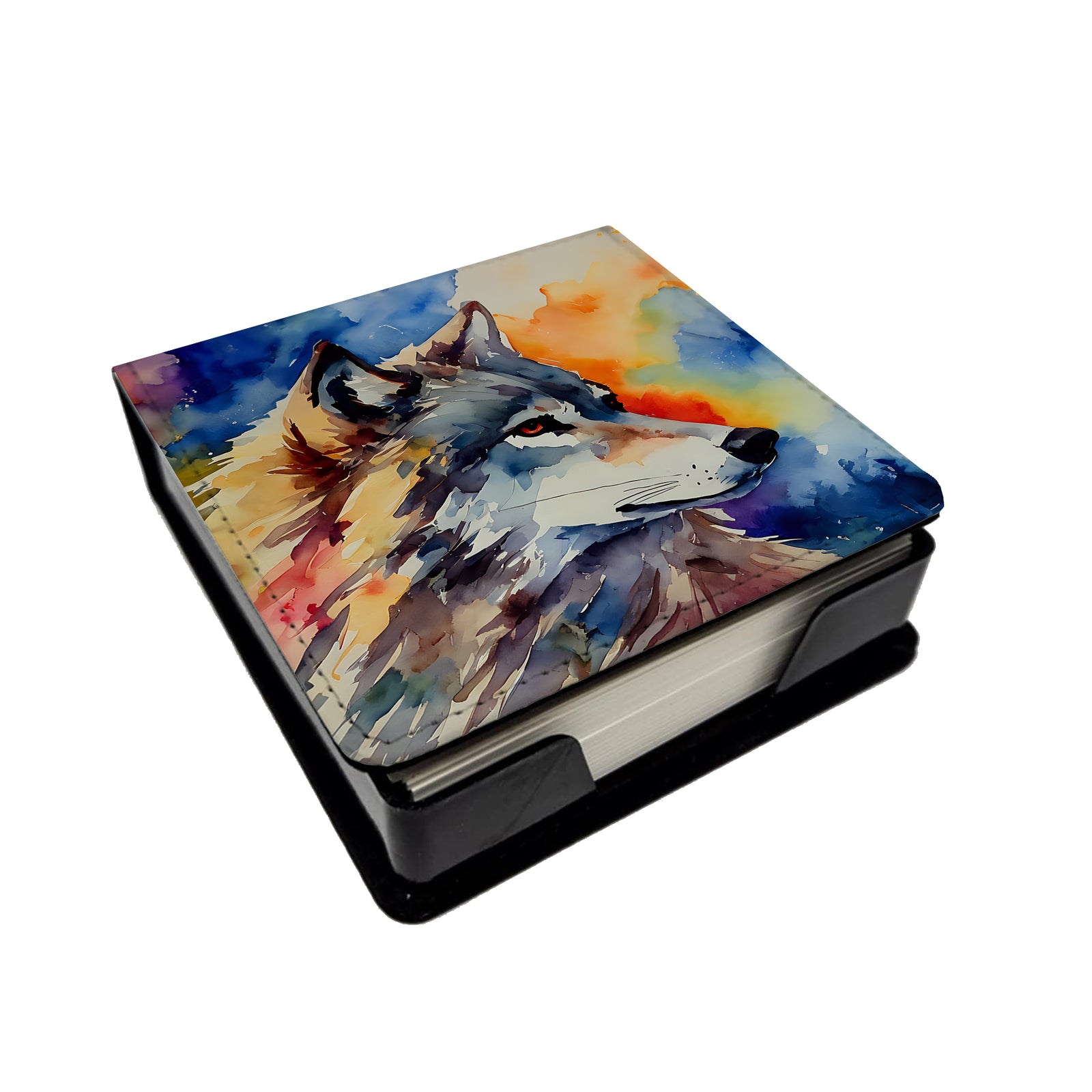 Caroline's Treasures Wolves Wolf PU Leather Note Paper Holder