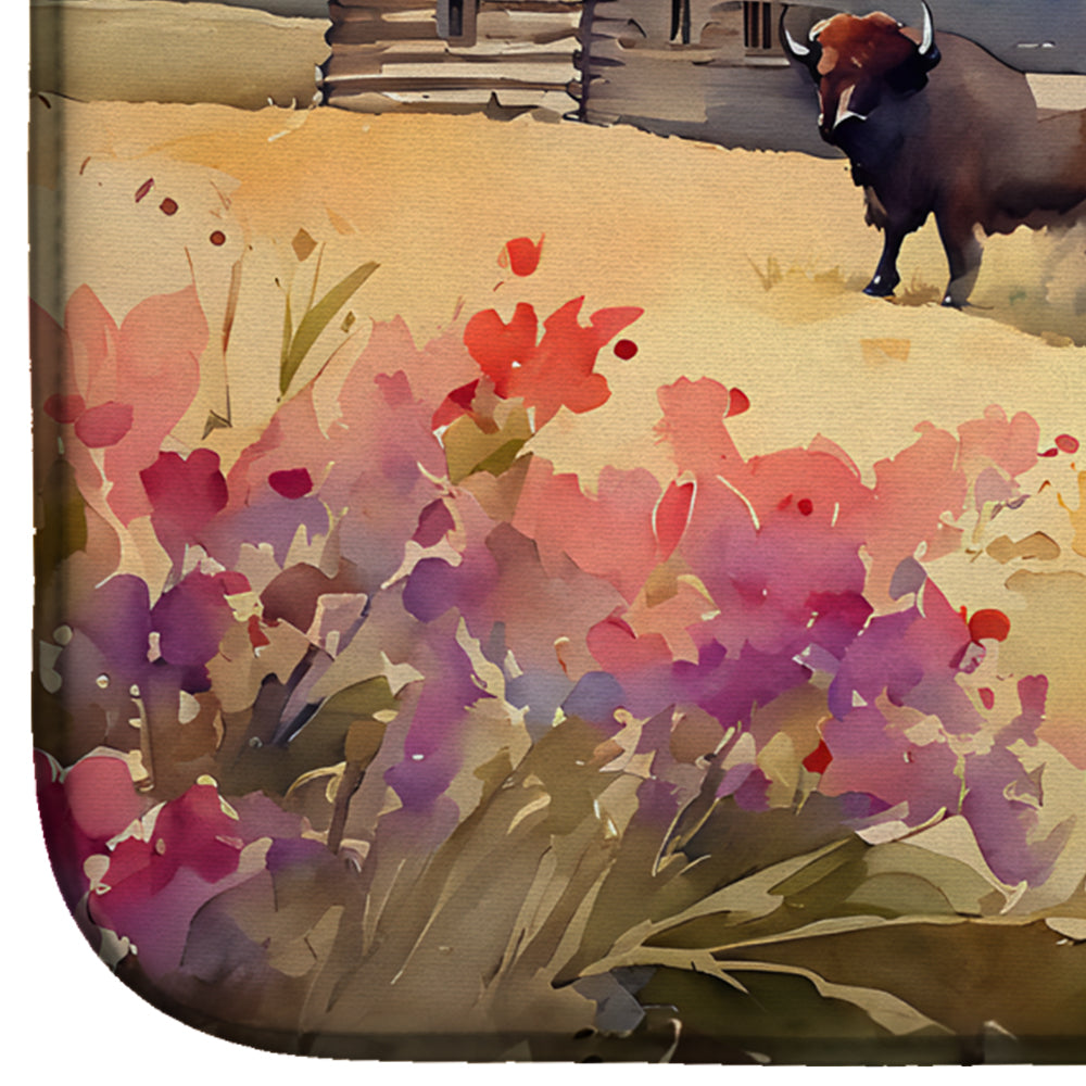 Caroline's Treasures Wood Bison Dish Drying Mat