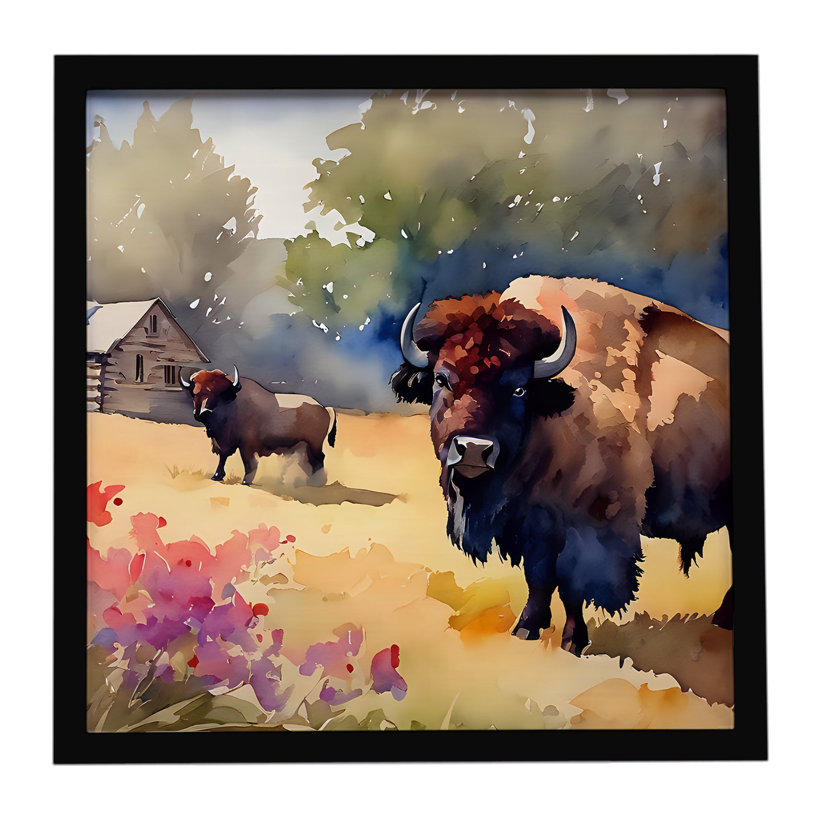 Caroline's Treasures Wood Bison Framed Metal Print