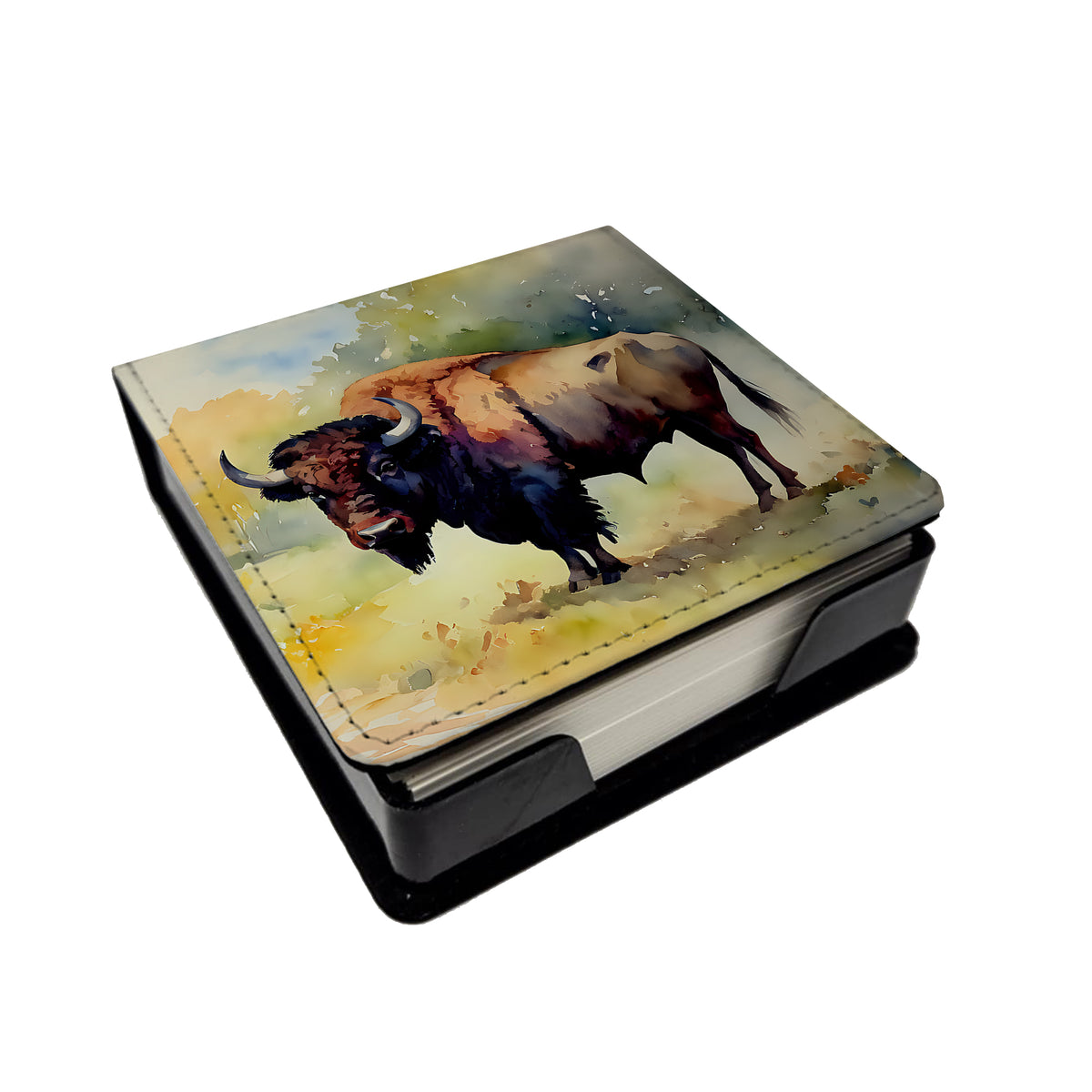 Caroline's Treasures Wood Bison PU Leather Note Paper Holder