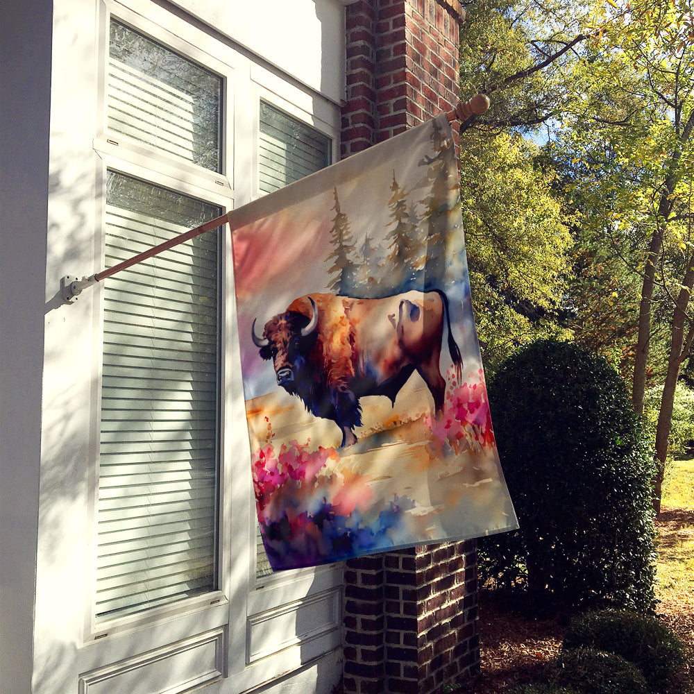 Caroline's Treasures Wood Bison House Flag