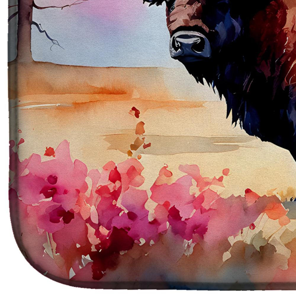 Caroline's Treasures Wood Bison Dish Drying Mat