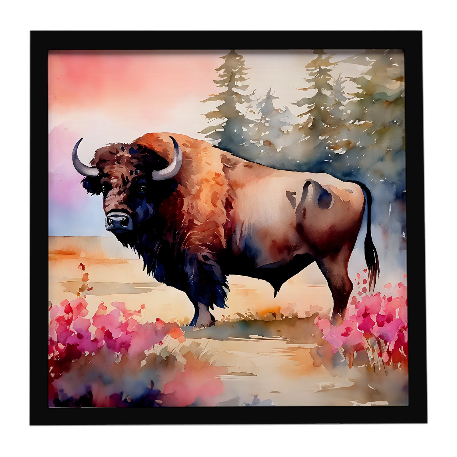 Caroline's Treasures Wood Bison Framed Metal Print