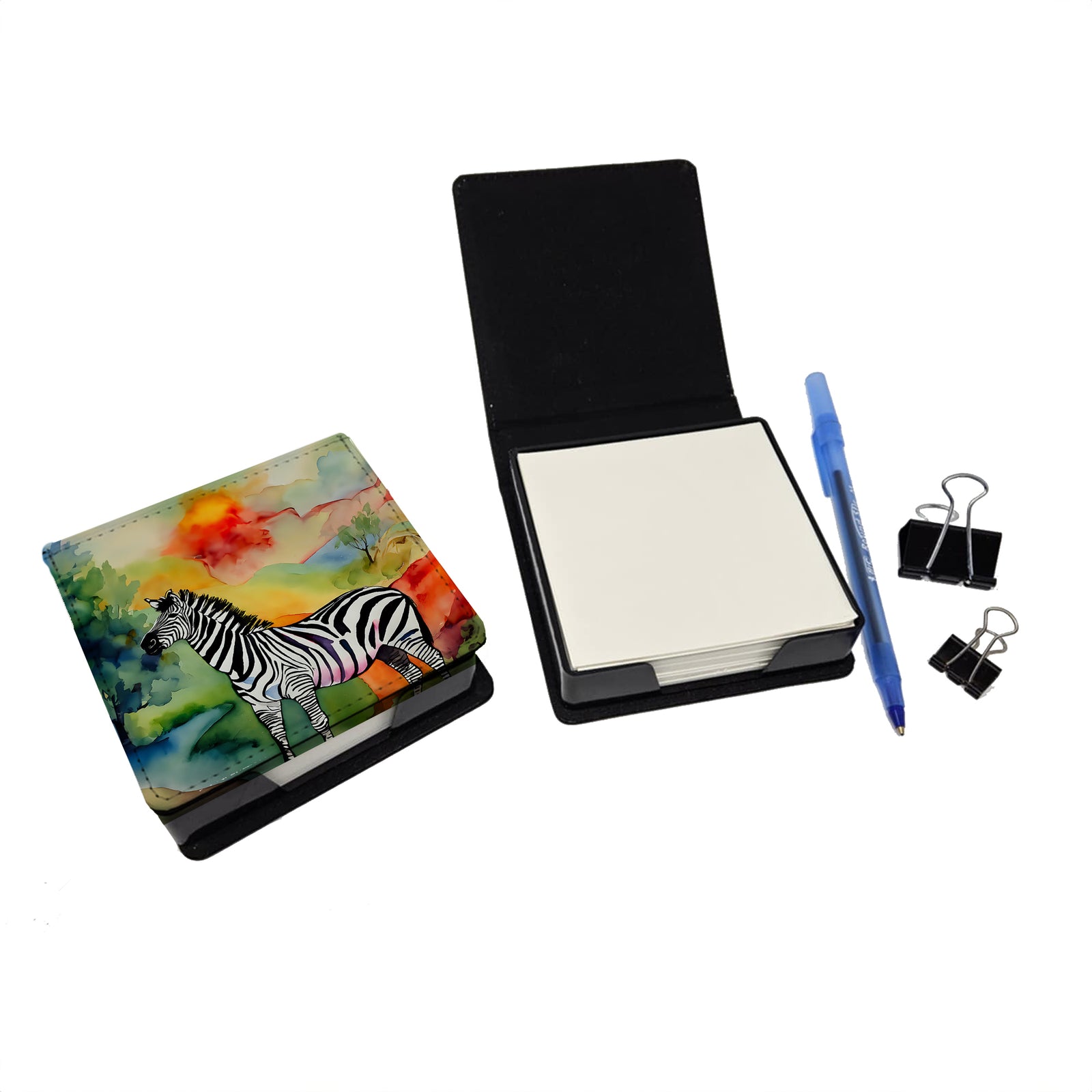 Caroline's Treasures Zebra PU Leather Note Paper Holder