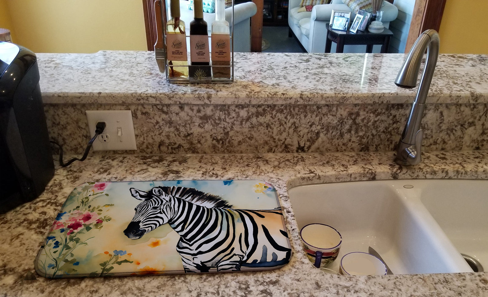 Caroline's Treasures Zebra Dish Drying Mat