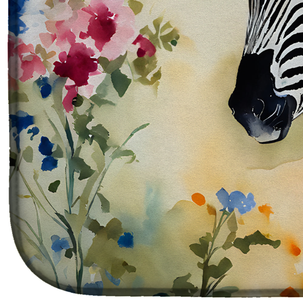 Caroline's Treasures Zebra Dish Drying Mat