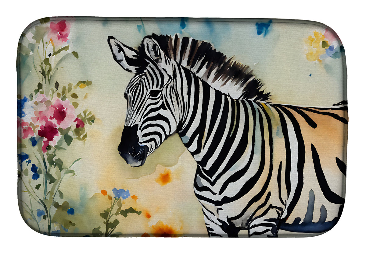 Caroline's Treasures Zebra Dish Drying Mat