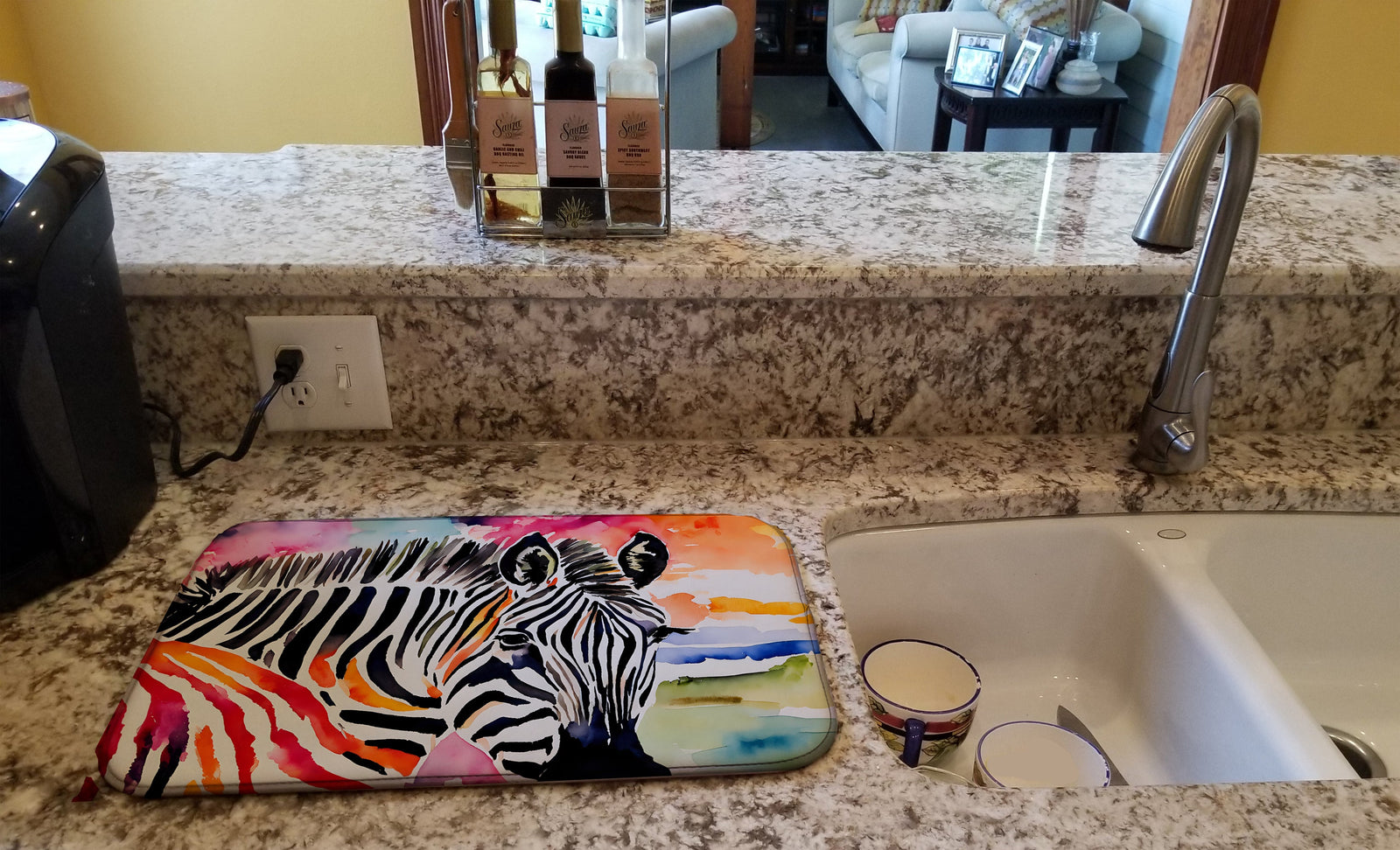 Caroline's Treasures Zebra Dish Drying Mat