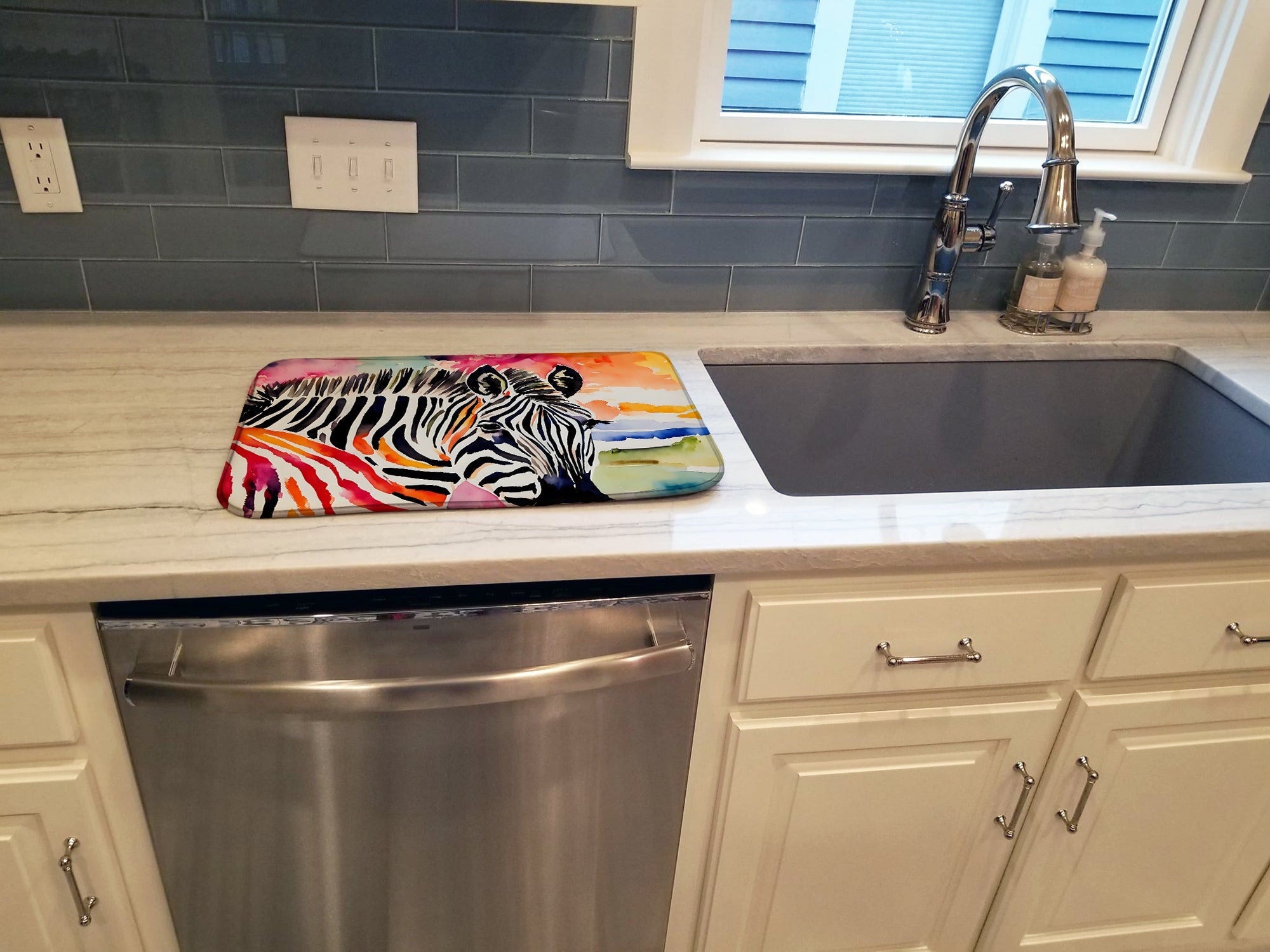 Caroline's Treasures Zebra Dish Drying Mat