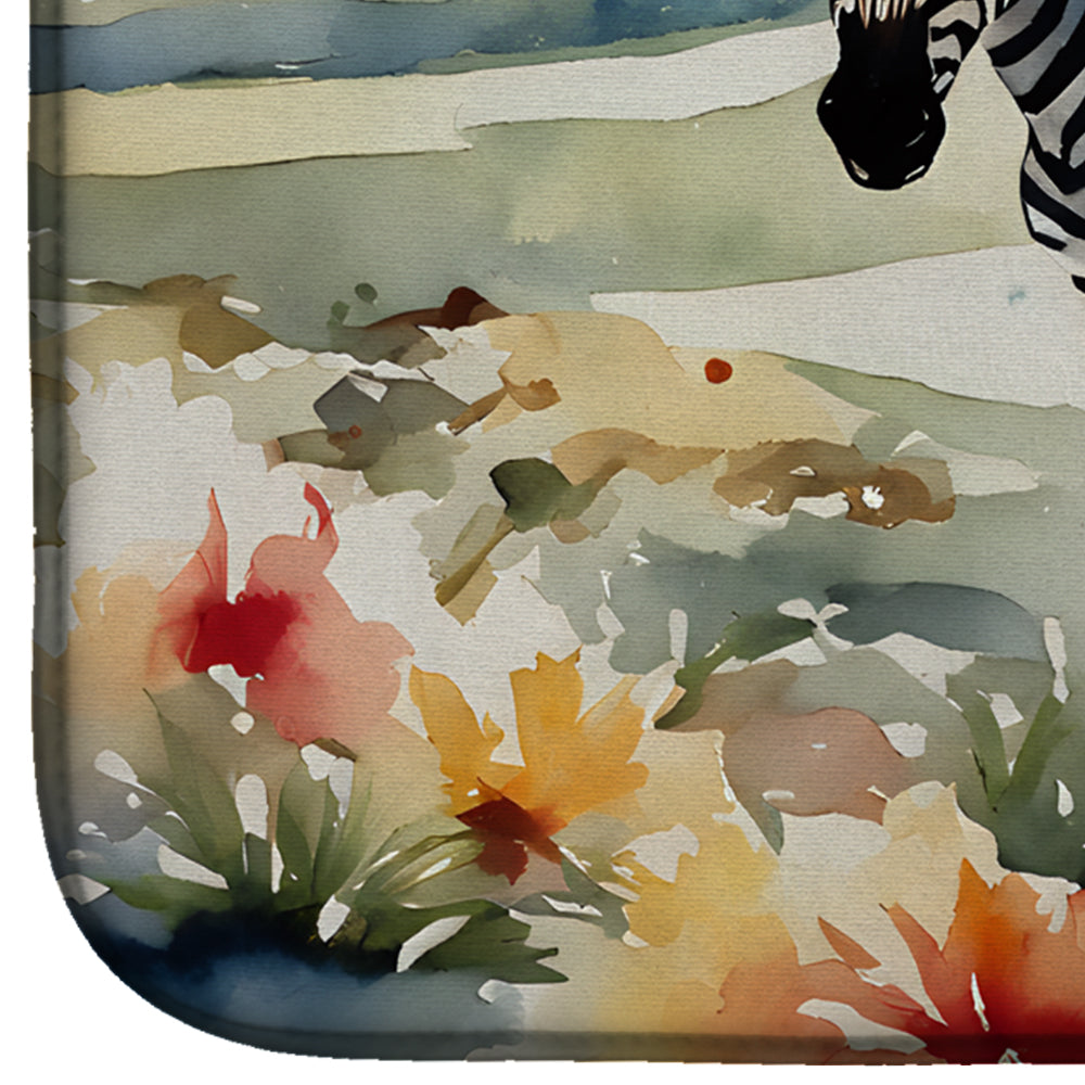 Caroline's Treasures Zebra Dish Drying Mat