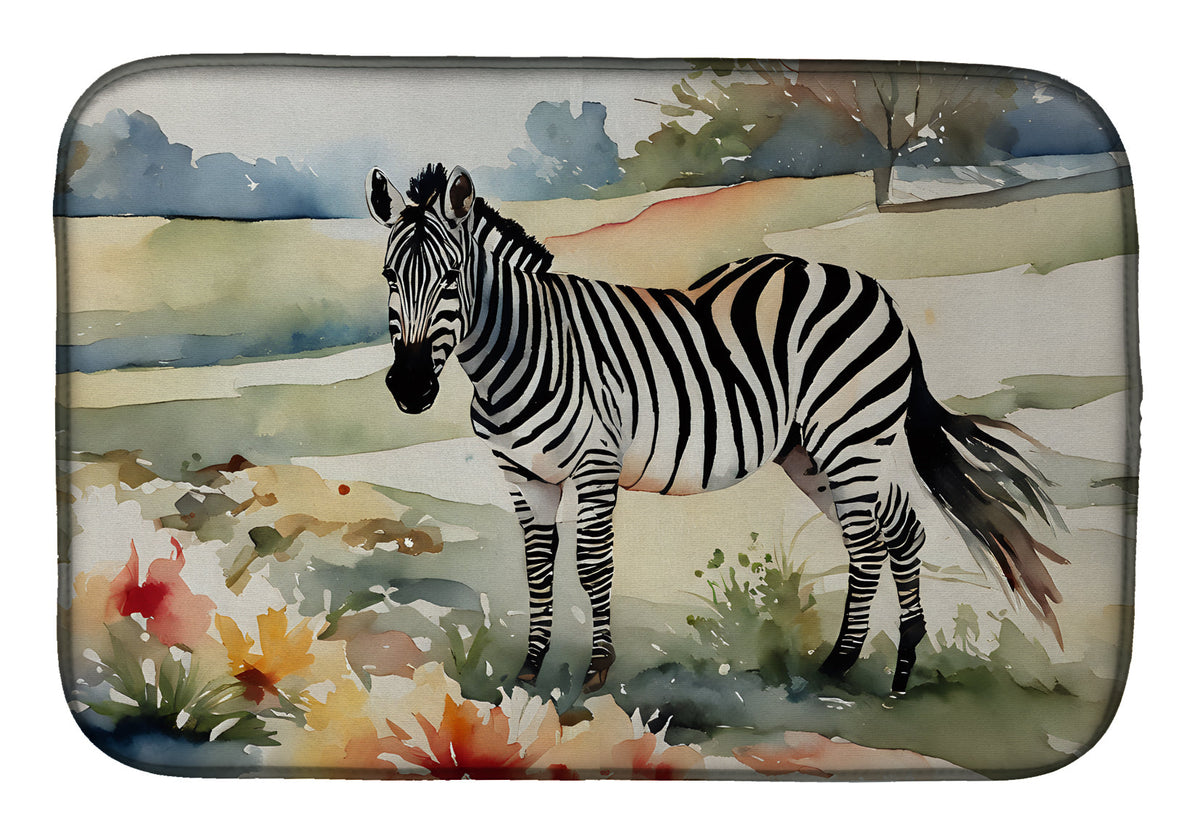 Caroline's Treasures Zebra Dish Drying Mat