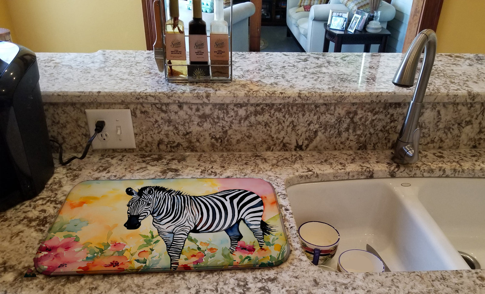 Caroline's Treasures Zebra Dish Drying Mat