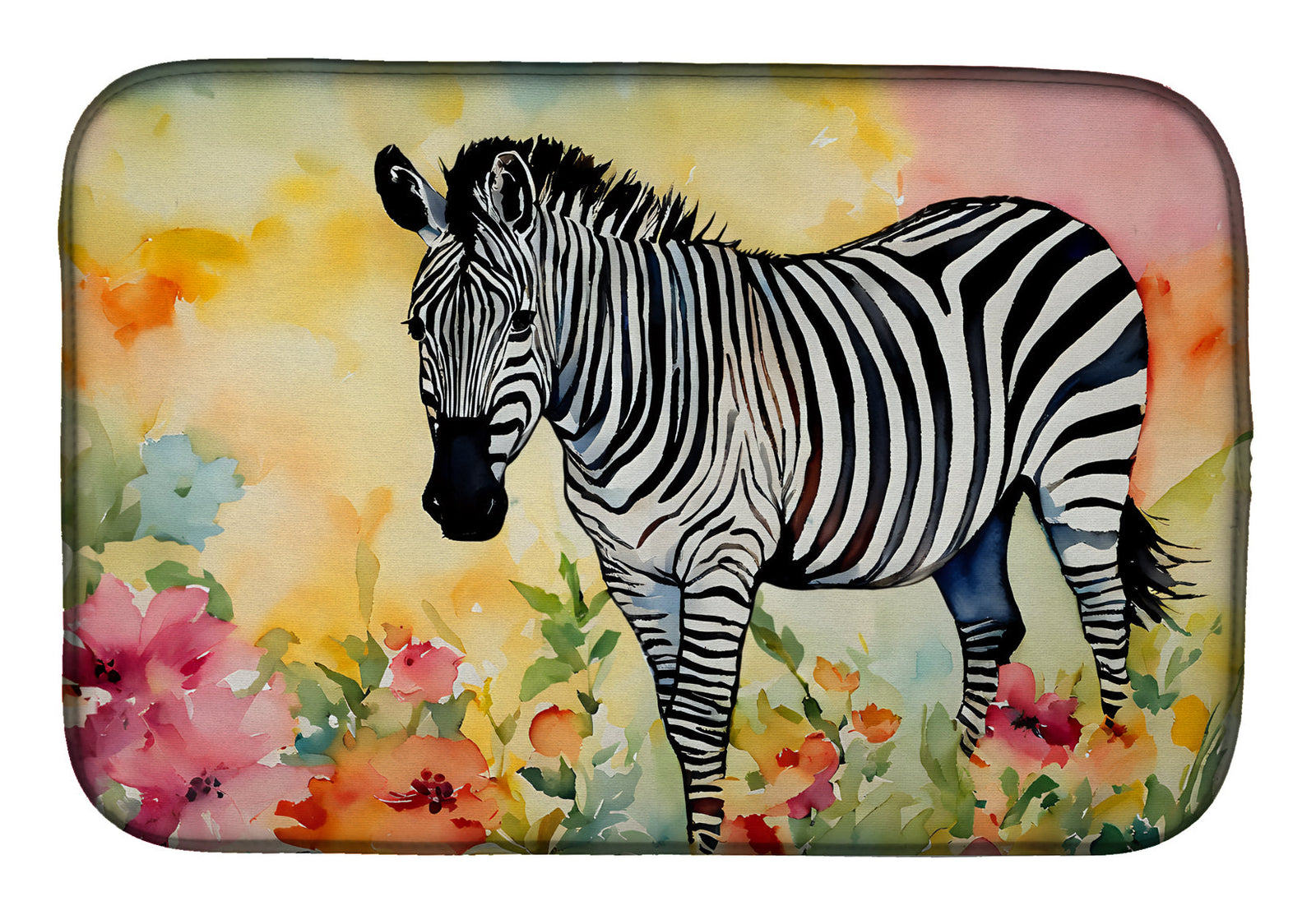 Caroline's Treasures Zebra Dish Drying Mat