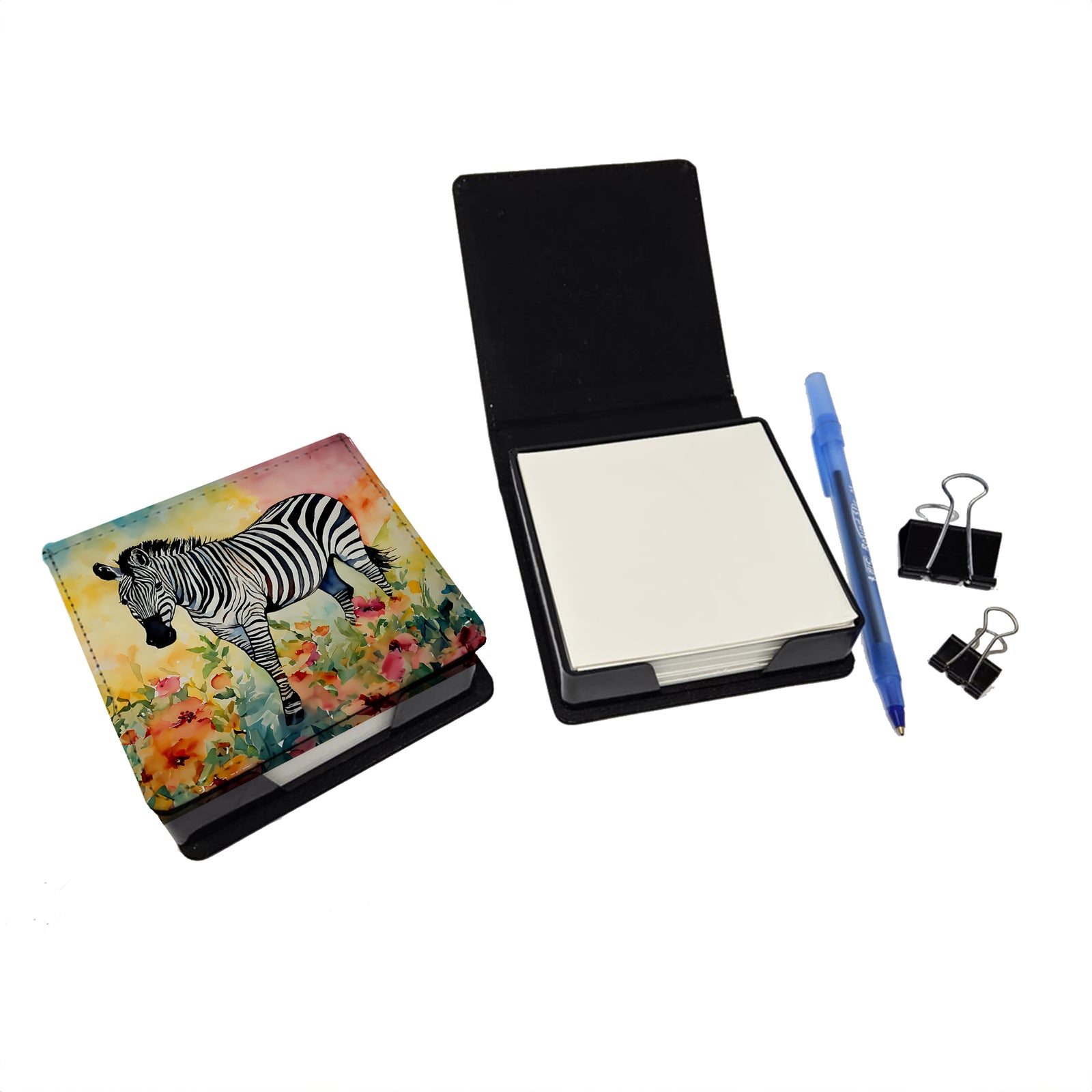 Caroline's Treasures Zebra PU Leather Note Paper Holder
