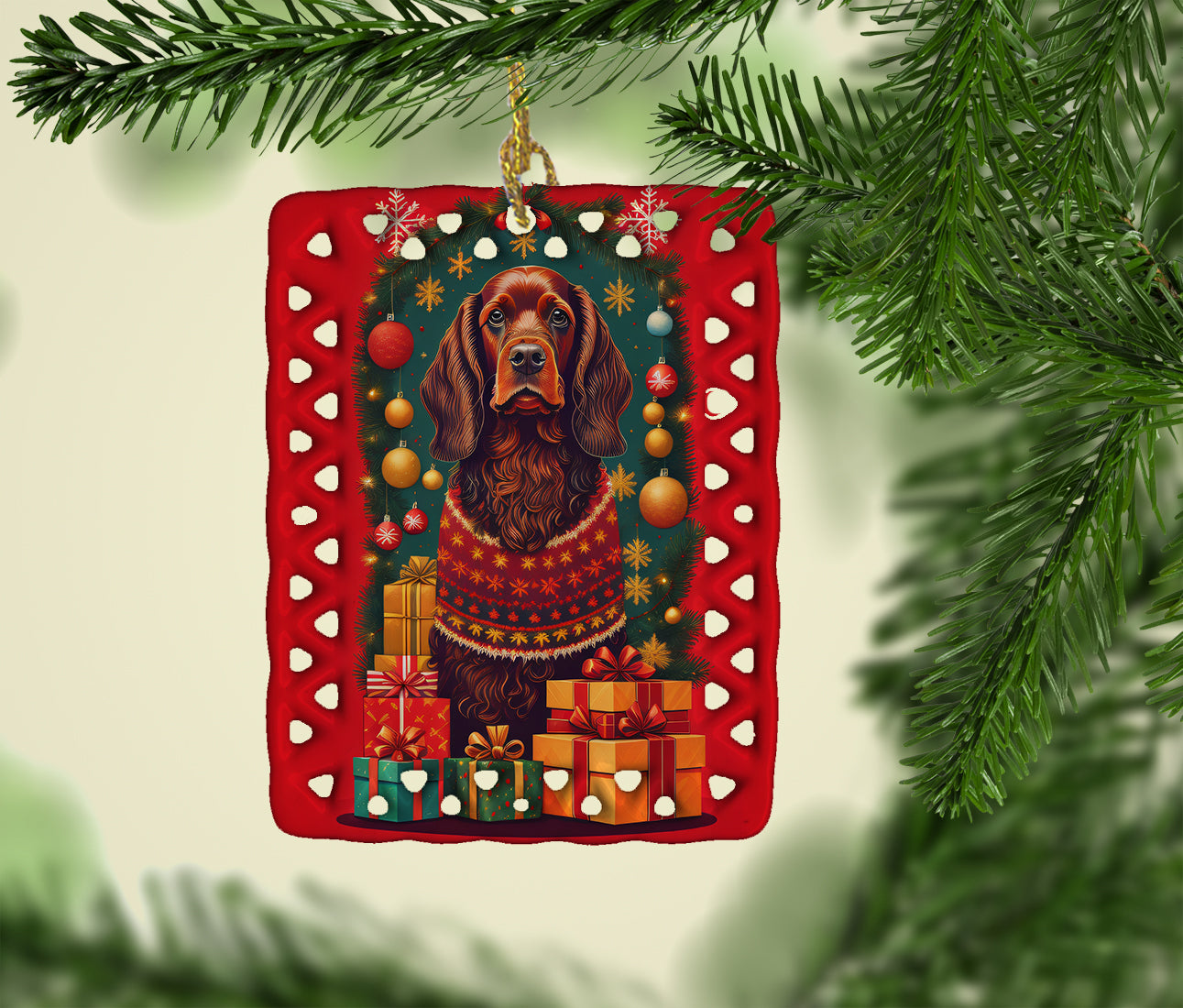 Caroline's Treasures Field Spaniel Holiday Christmas Porcelain Ornament