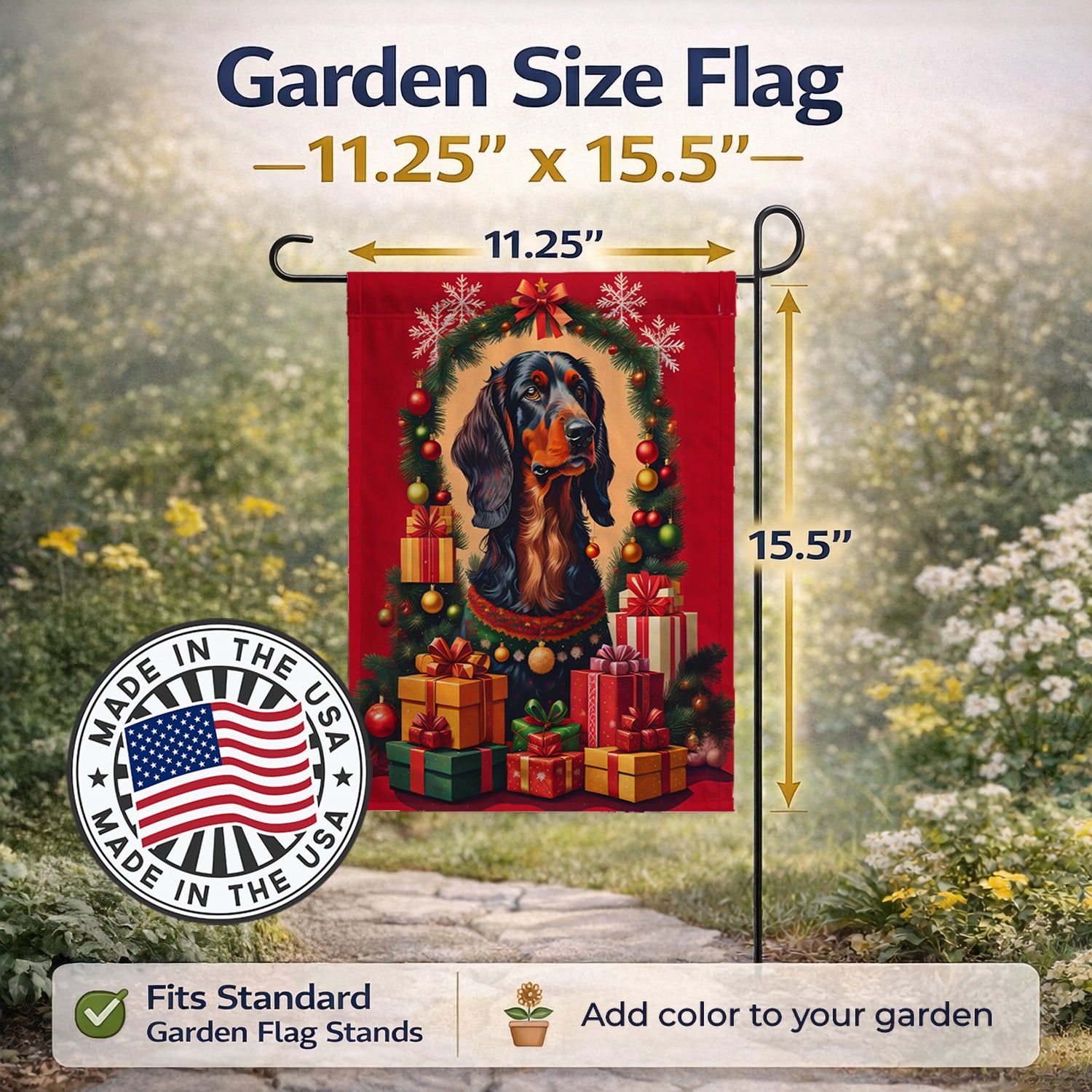 Caroline's Treasures Gordon Setter Holiday Christmas Garden Flag Mailbox Decorative Yard Banner Outside Patio Artwork for Flower Beds, Garden Size, Multicolor