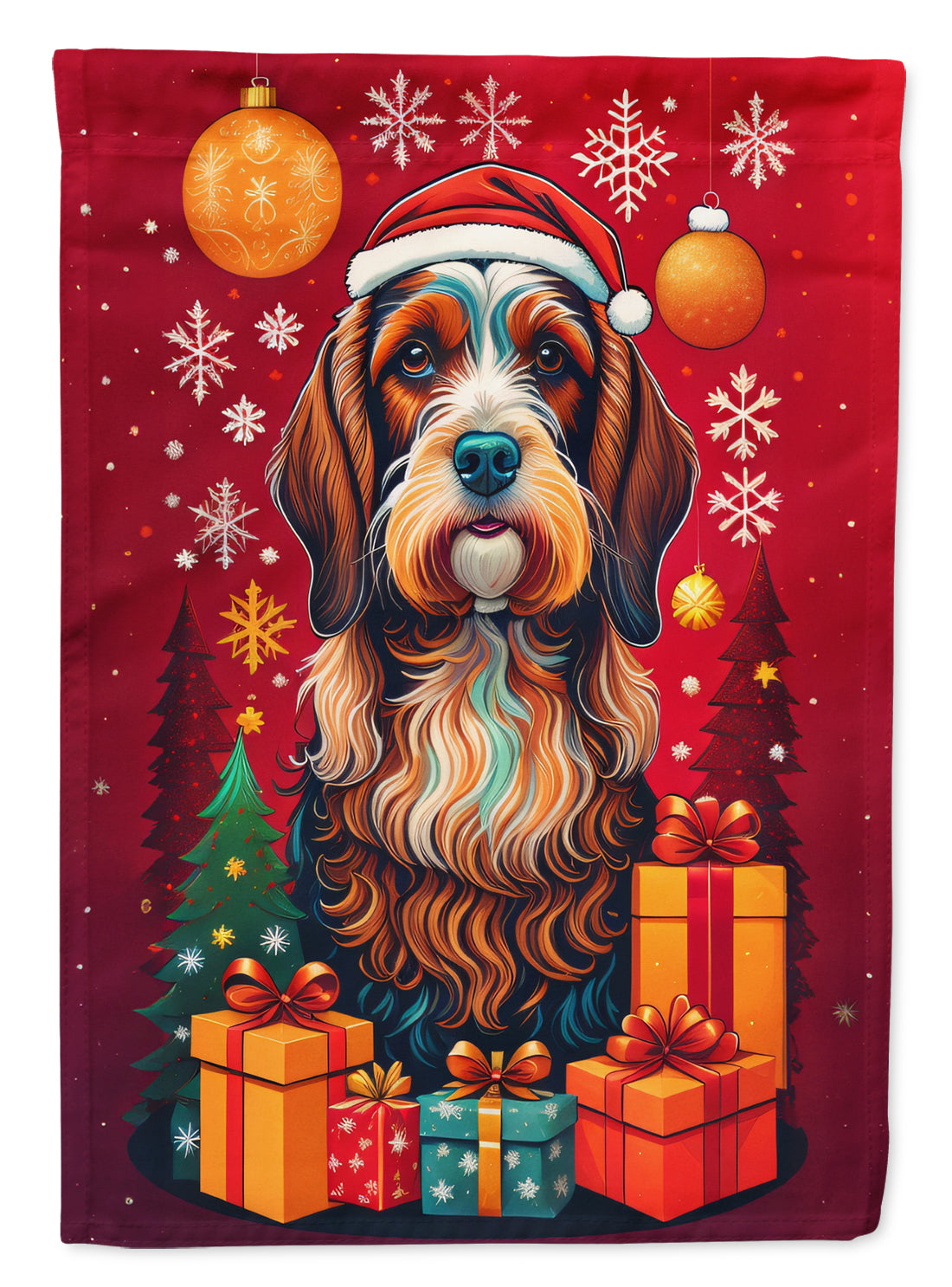 Caroline's Treasures Petit Basset Griffon Vendeen Holiday Christmas Garden Flag Mailbox Decorative Yard Banner Outside Patio Artwork for Flower Beds, Garden Size, Multicolor