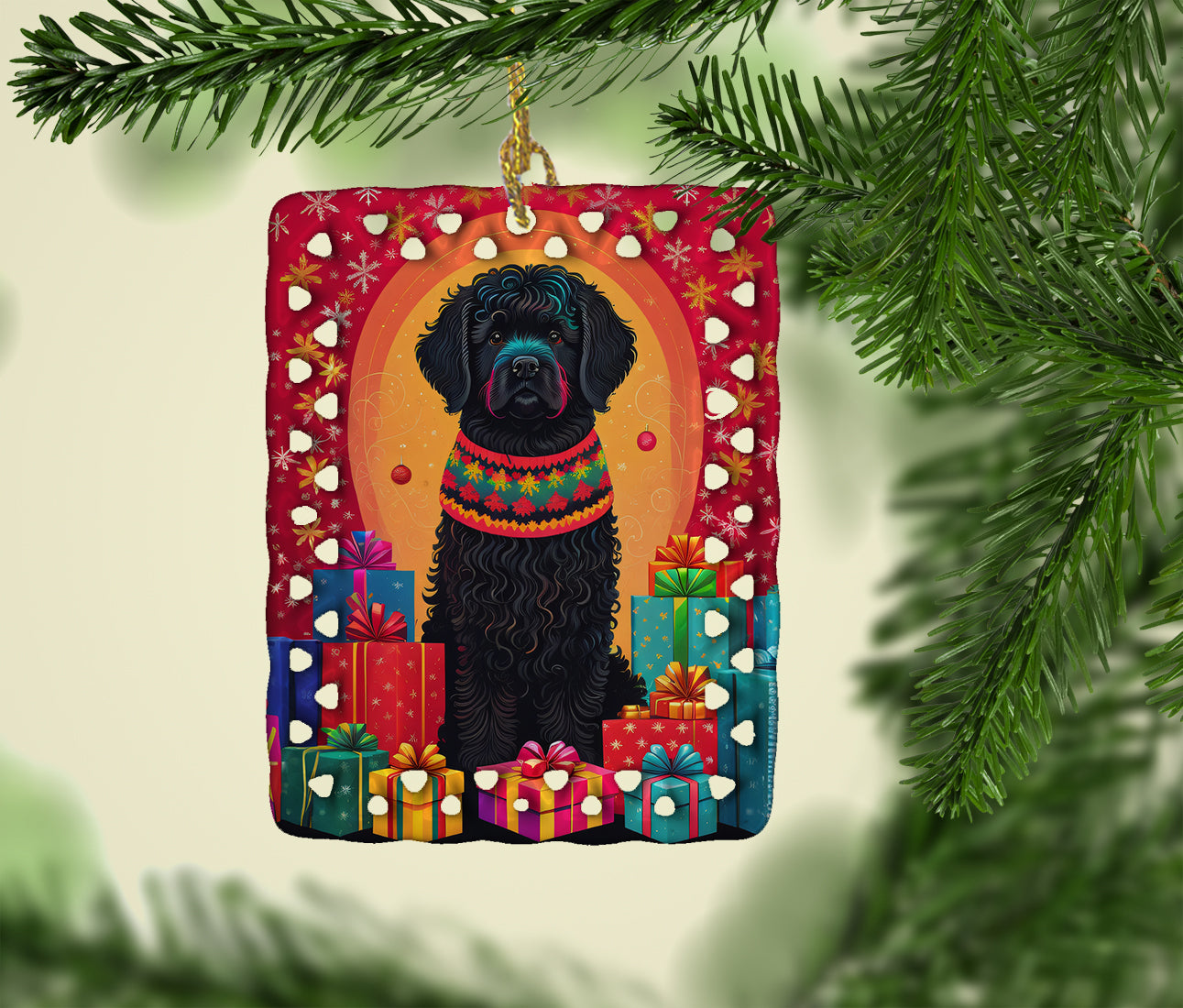 Caroline's Treasures Puli Holiday Christmas Porcelain Ornament