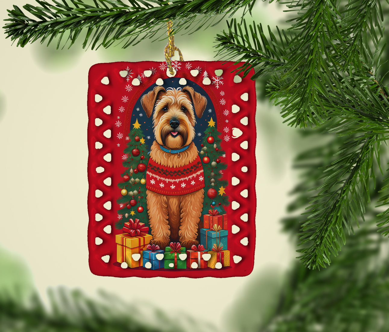 Caroline's Treasures Wheaten Terrier Holiday Christmas Porcelain Ornament