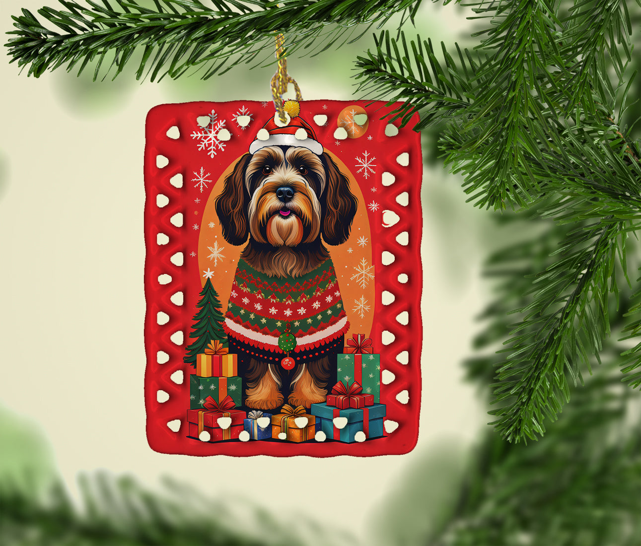 Caroline's Treasures Tibetan Terrier Holiday Christmas Porcelain Ornament