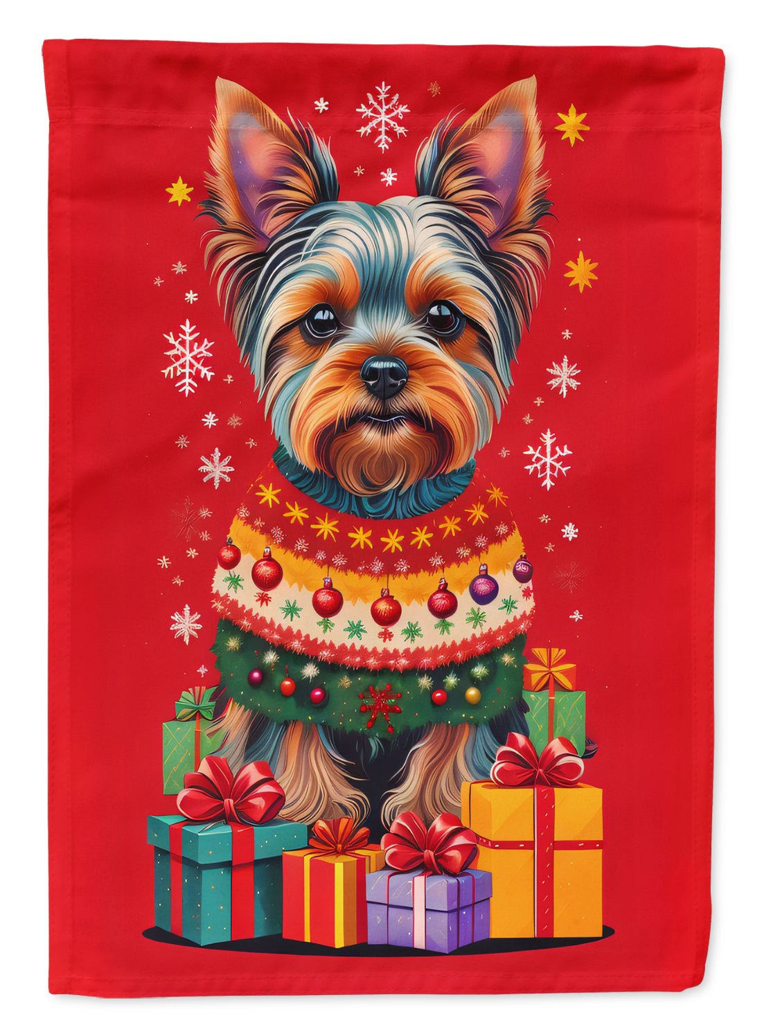 Caroline's Treasures Yorkshire Terrier Holiday Christmas Garden Flag Mailbox Decorative Yard Banner Outside Patio Artwork for Flower Beds, Garden Size, Multicolor