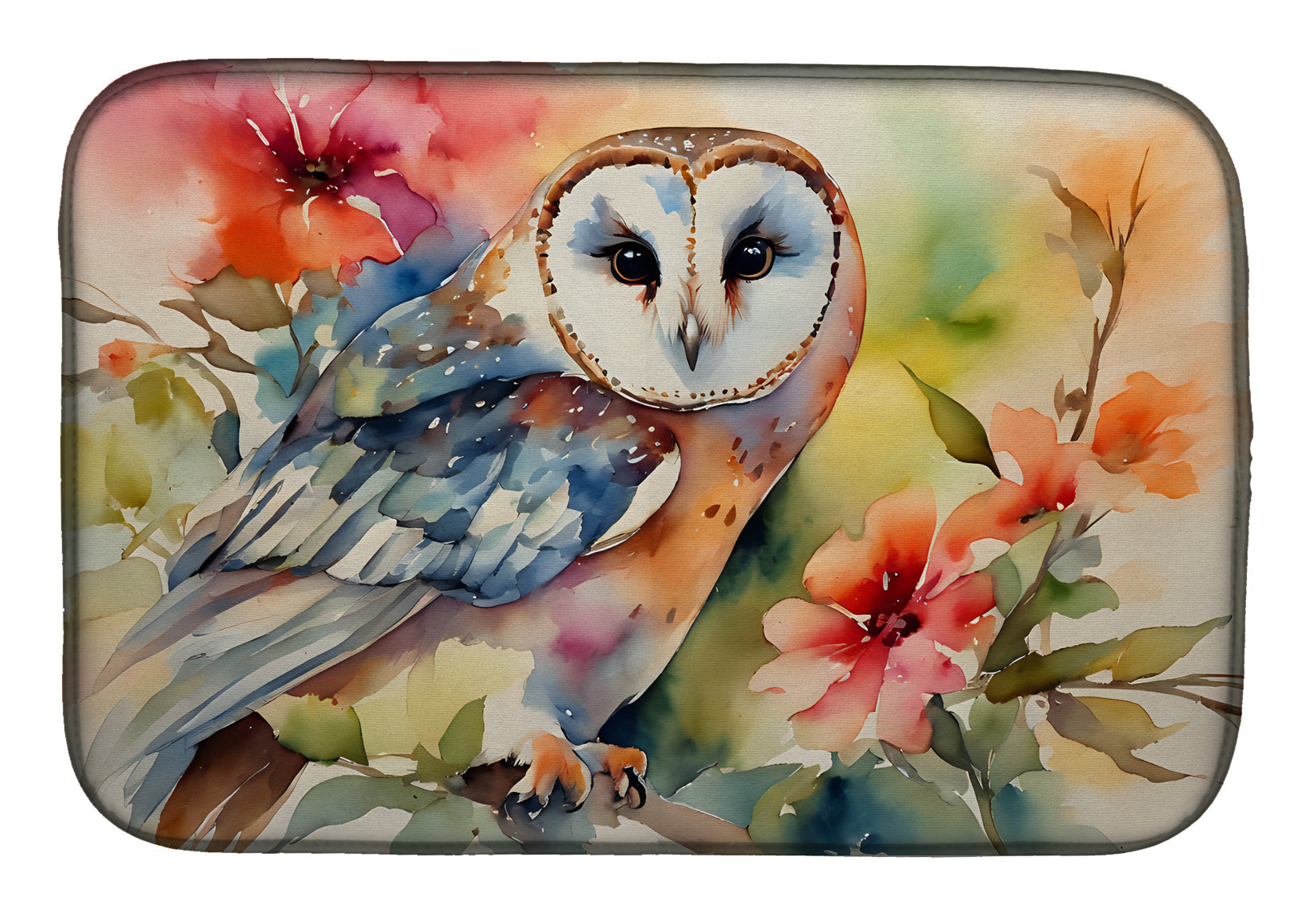 Caroline's Treasures Barn Owl Dish Drying Mat