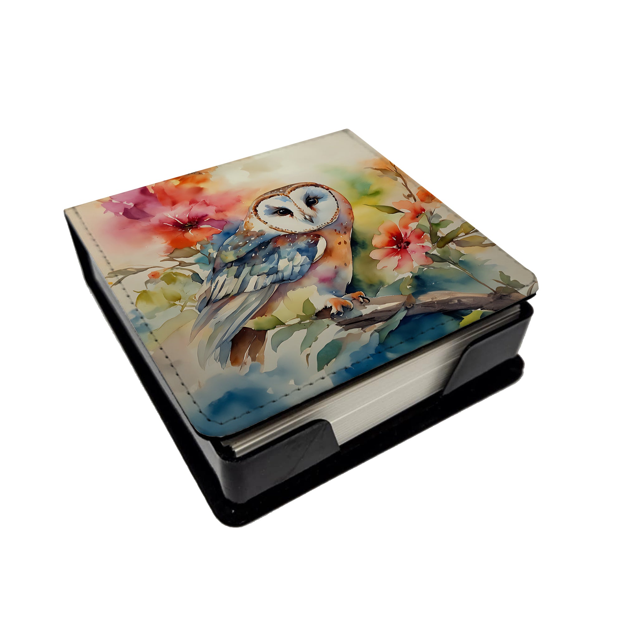 Caroline's Treasures Barn Owl PU Leather Note Paper Holder