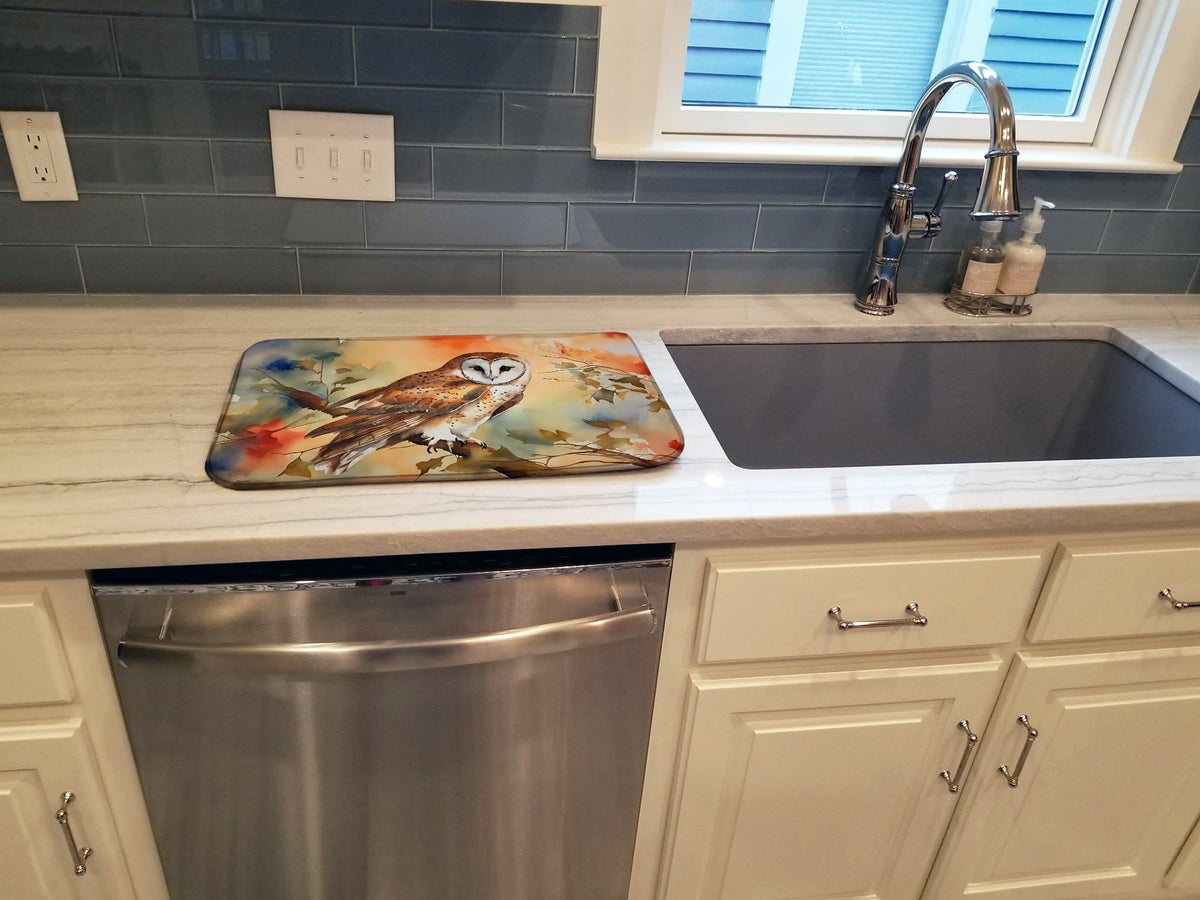 Caroline's Treasures Barn Owl Dish Drying Mat