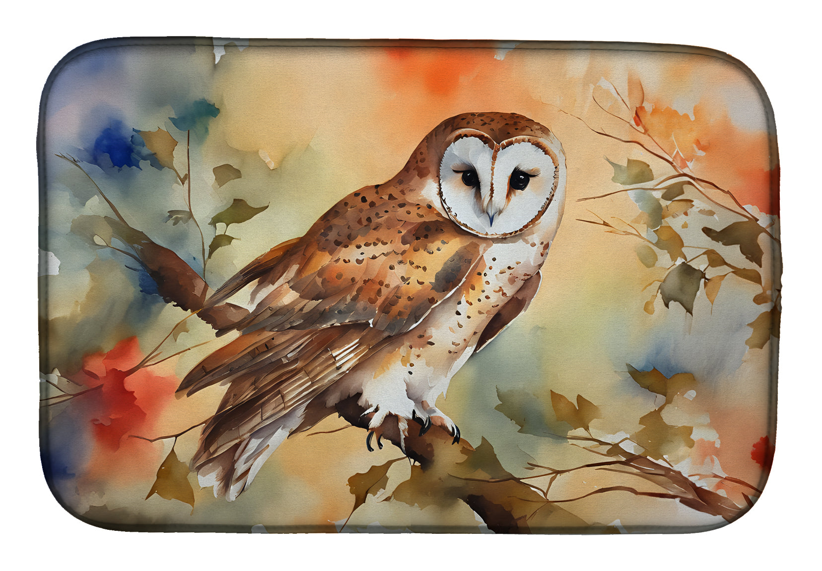Caroline's Treasures Barn Owl Dish Drying Mat