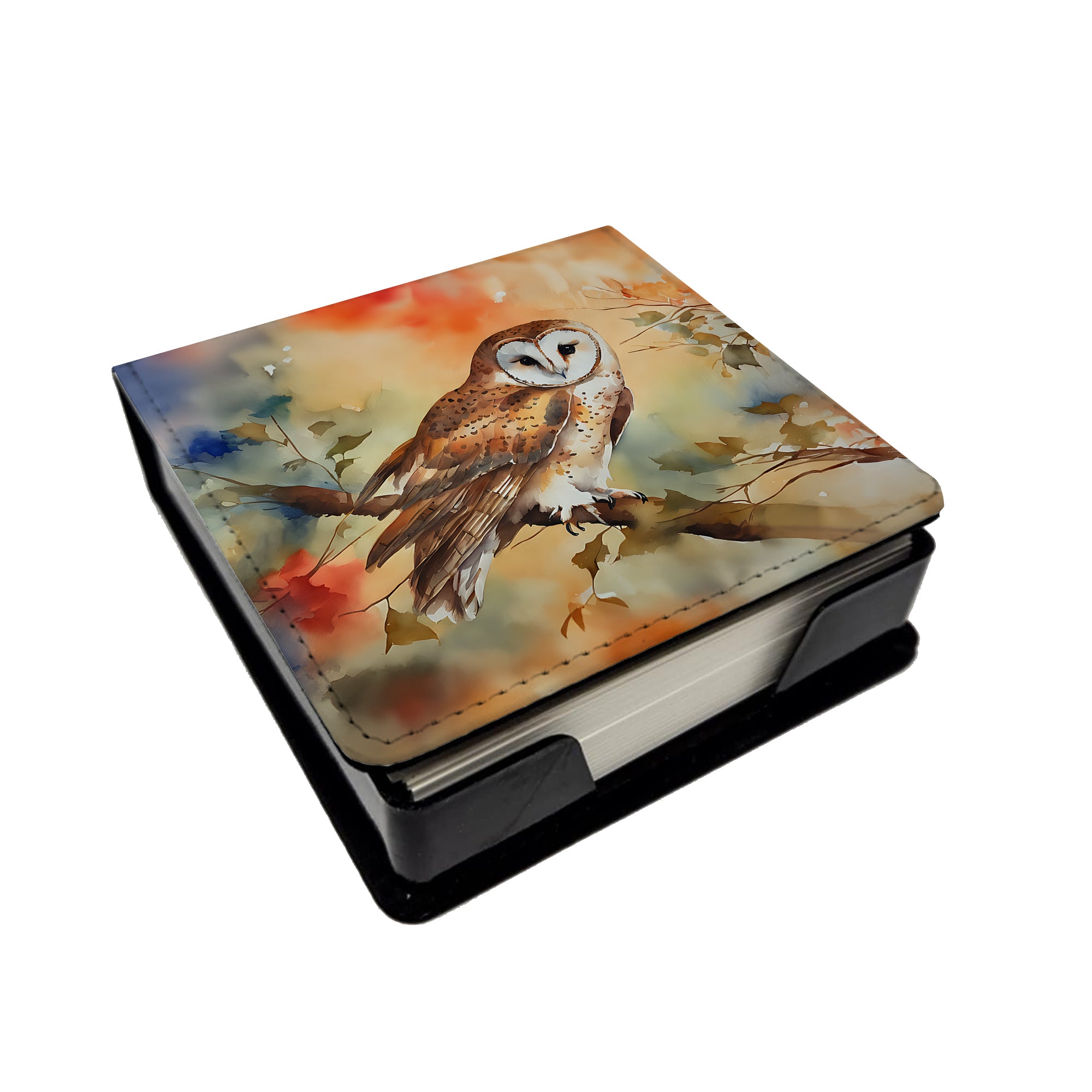 Caroline's Treasures Barn Owl PU Leather Note Paper Holder