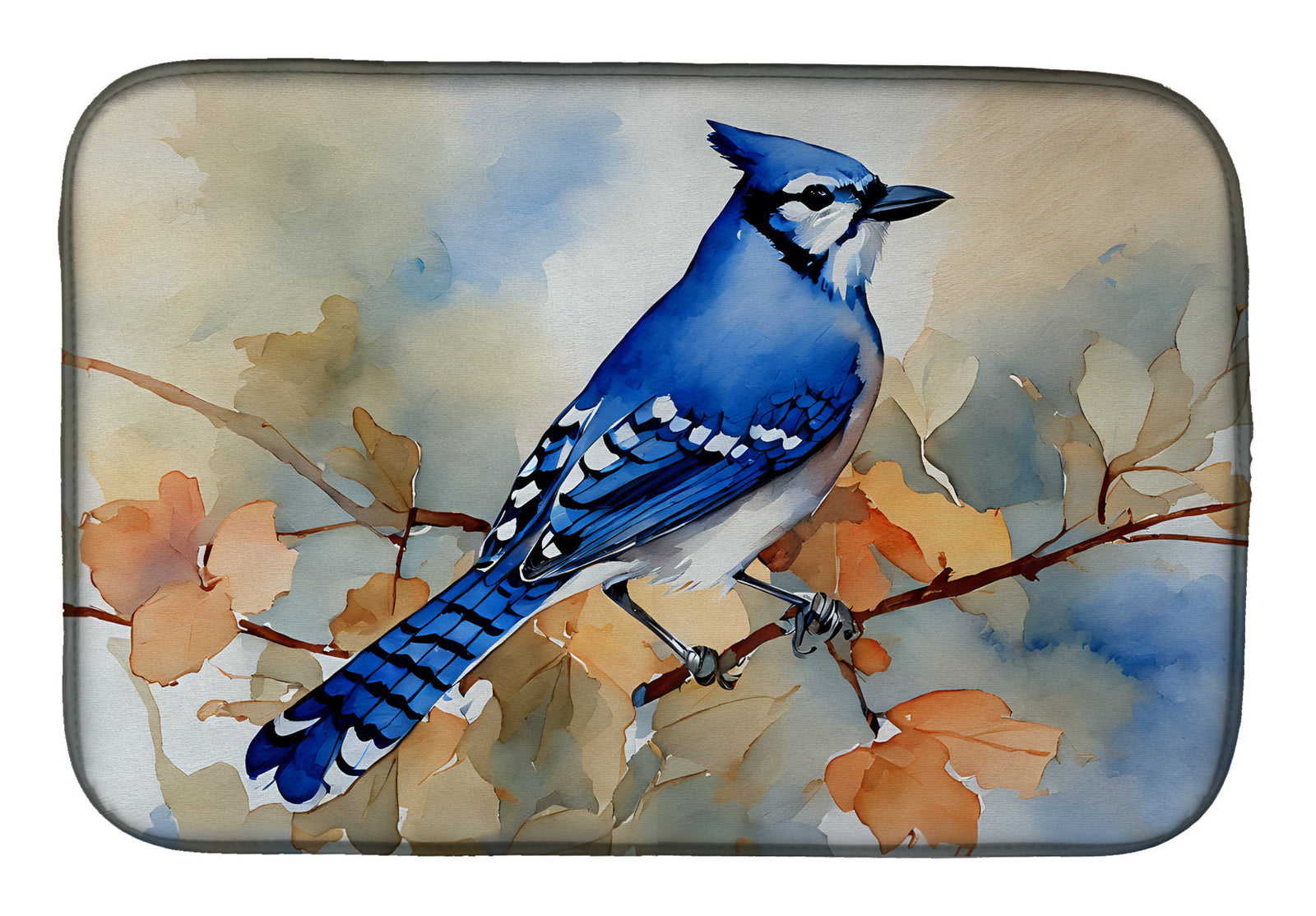 Caroline's Treasures Blue Jay Dish Drying Mat