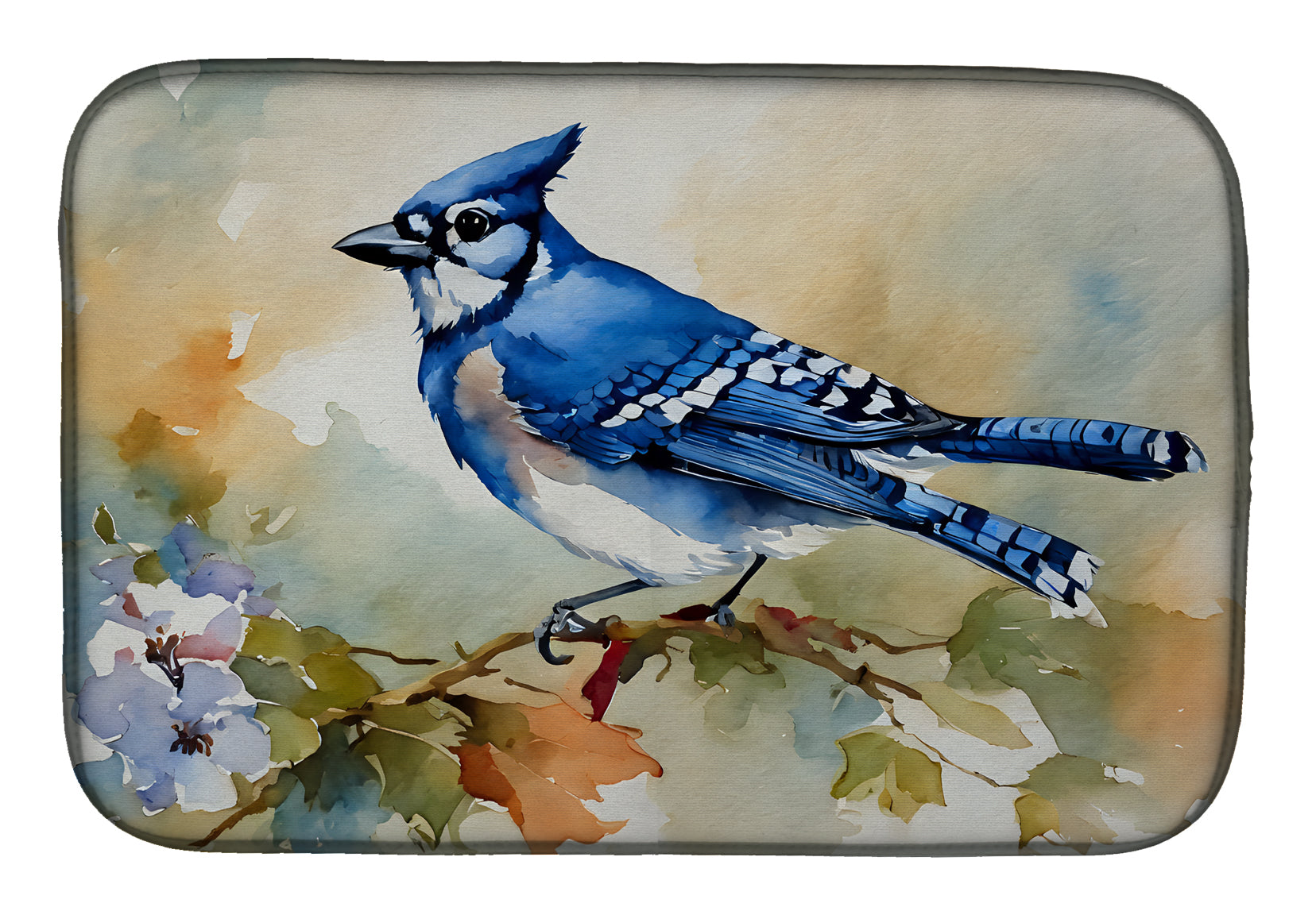 Caroline's Treasures Blue Jay Dish Drying Mat