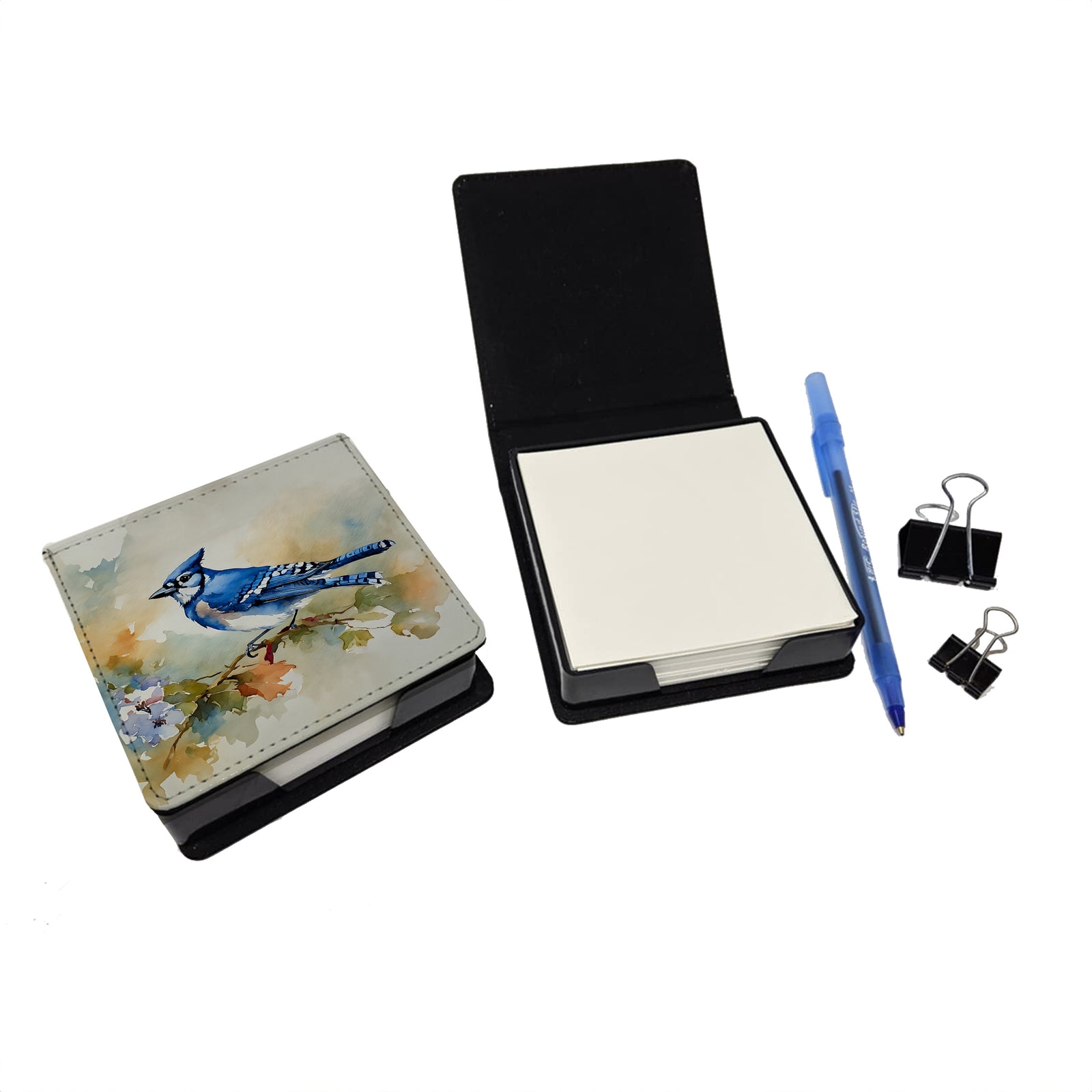 Caroline's Treasures Blue Jay PU Leather Note Paper Holder