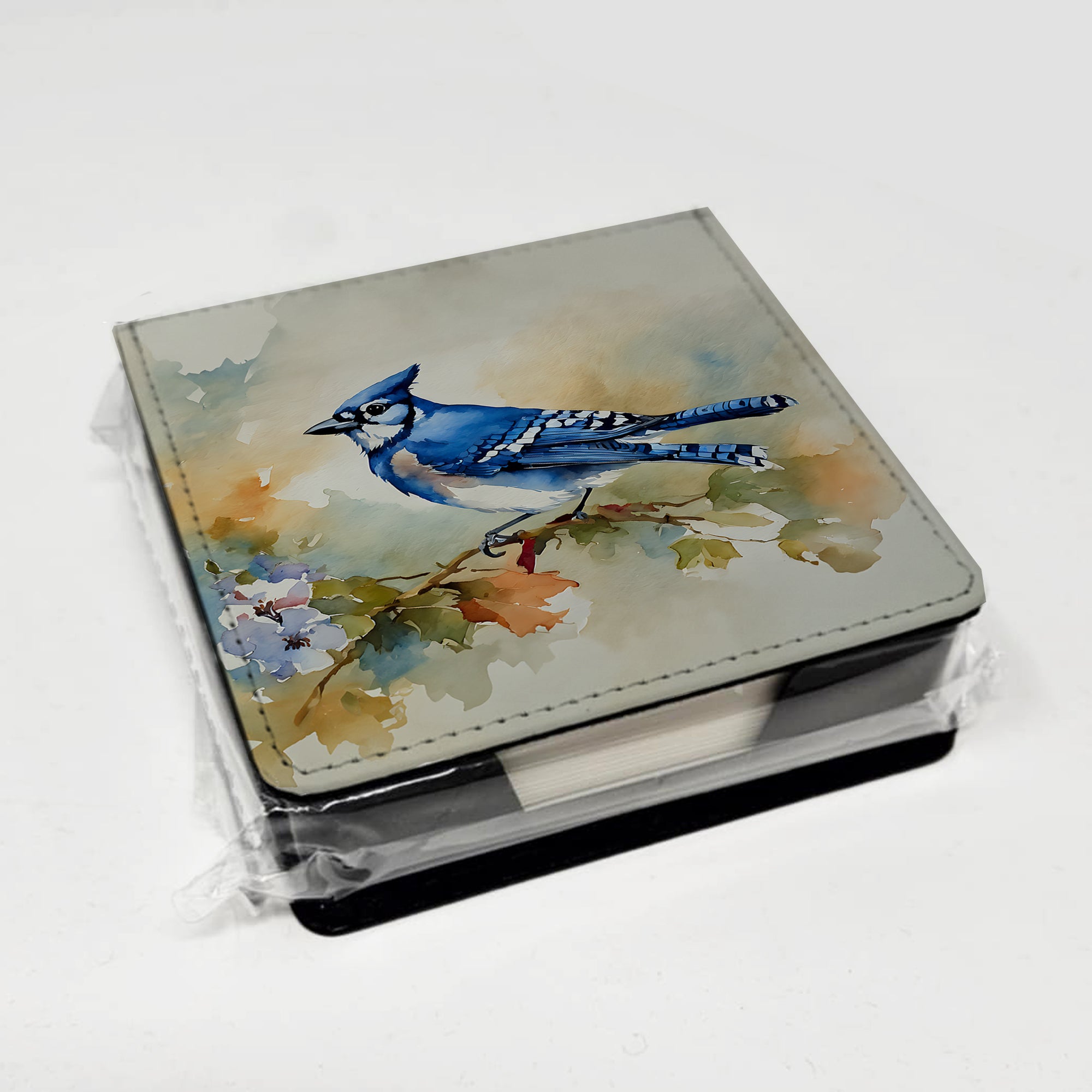 Caroline's Treasures Blue Jay PU Leather Note Paper Holder