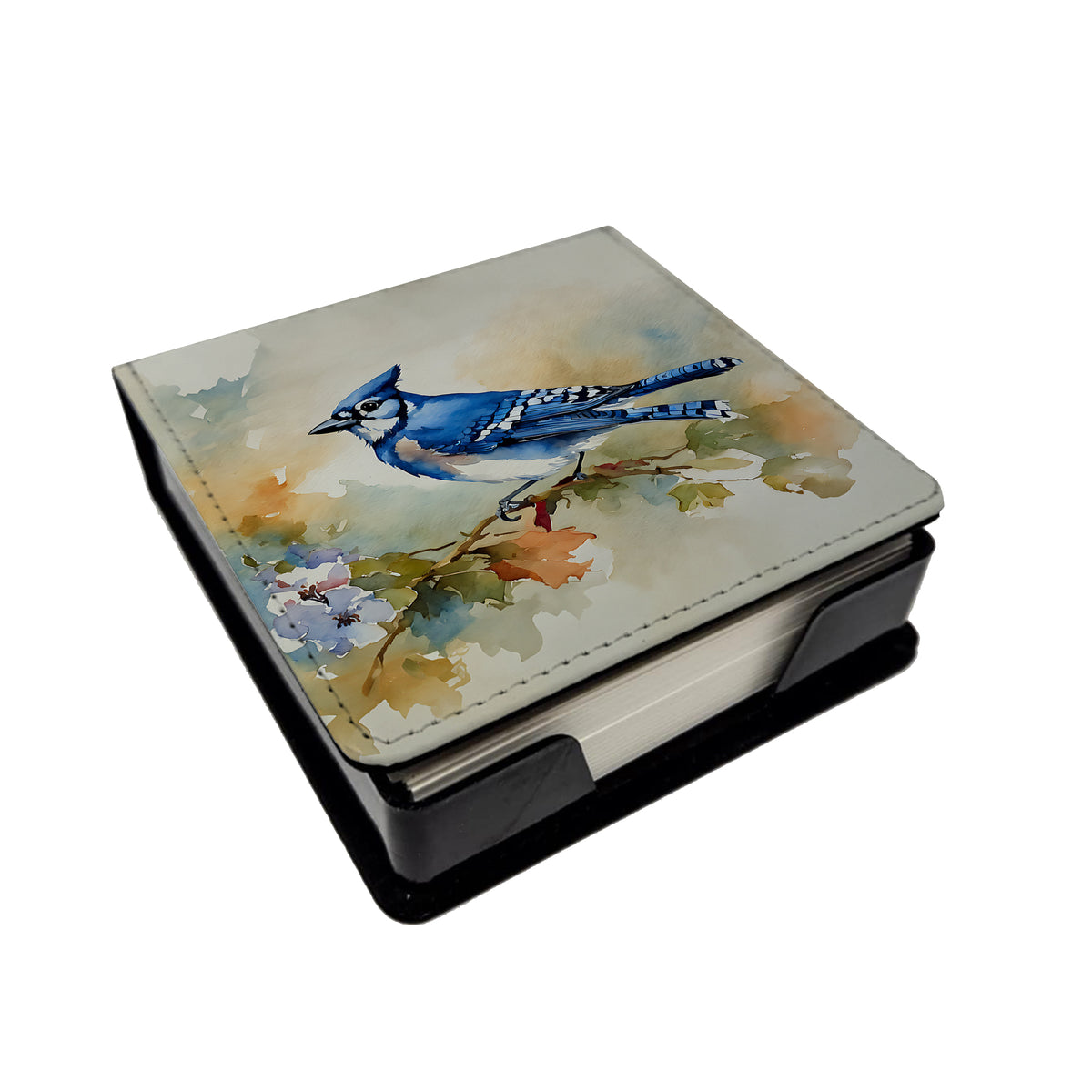 Caroline's Treasures Blue Jay PU Leather Note Paper Holder