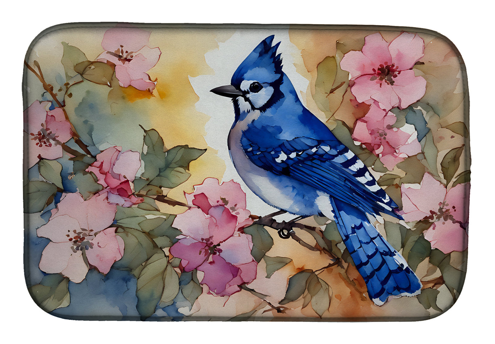 Caroline's Treasures Blue Jay Dish Drying Mat