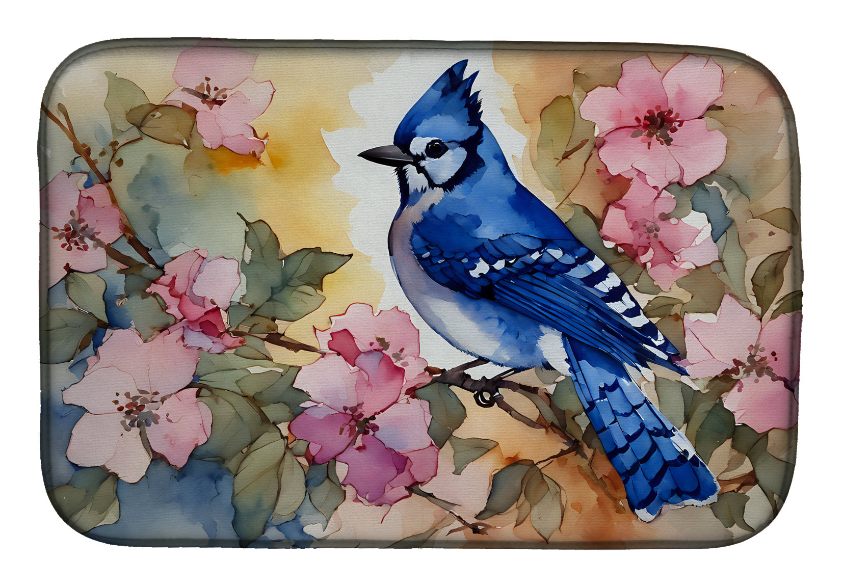 Caroline's Treasures Blue Jay Dish Drying Mat