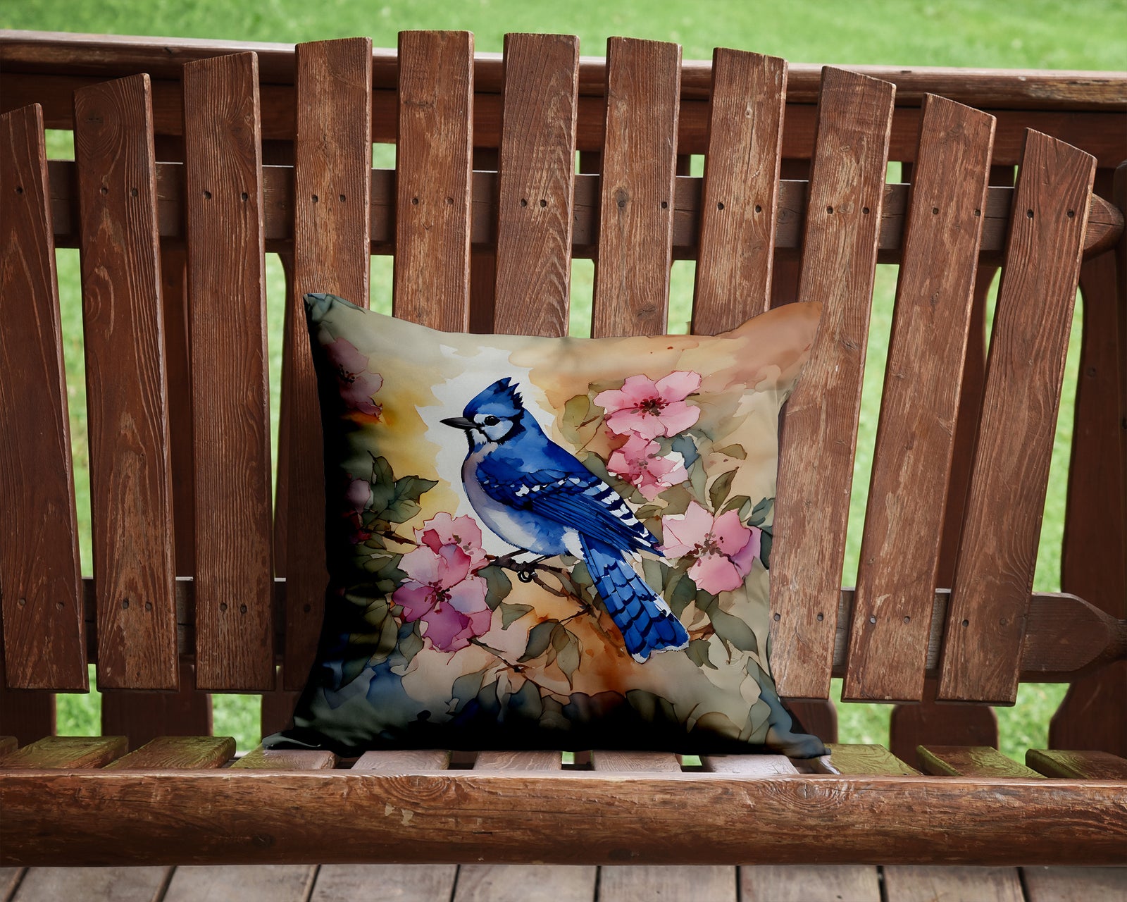 Caroline's Treasures Blue Jay Throw Pillow - 14x14 Decorative Pillow – Art for Your Home & Patio
