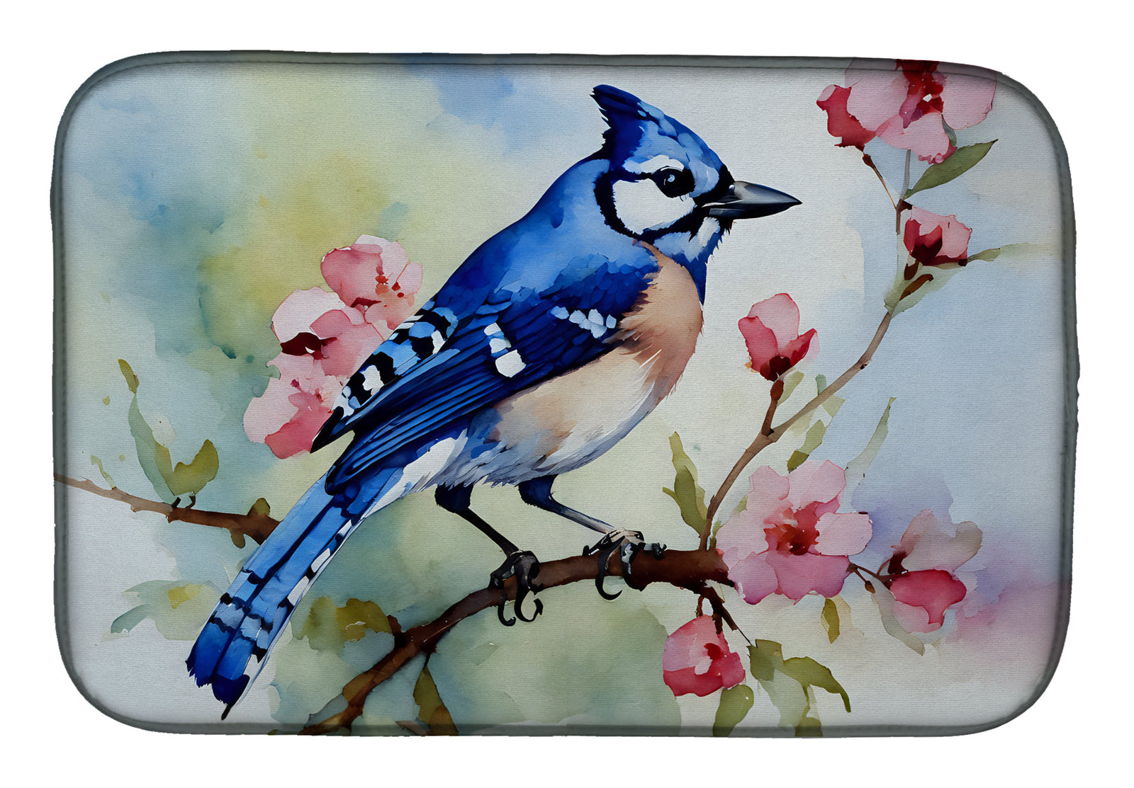 Caroline's Treasures Blue Jay Dish Drying Mat