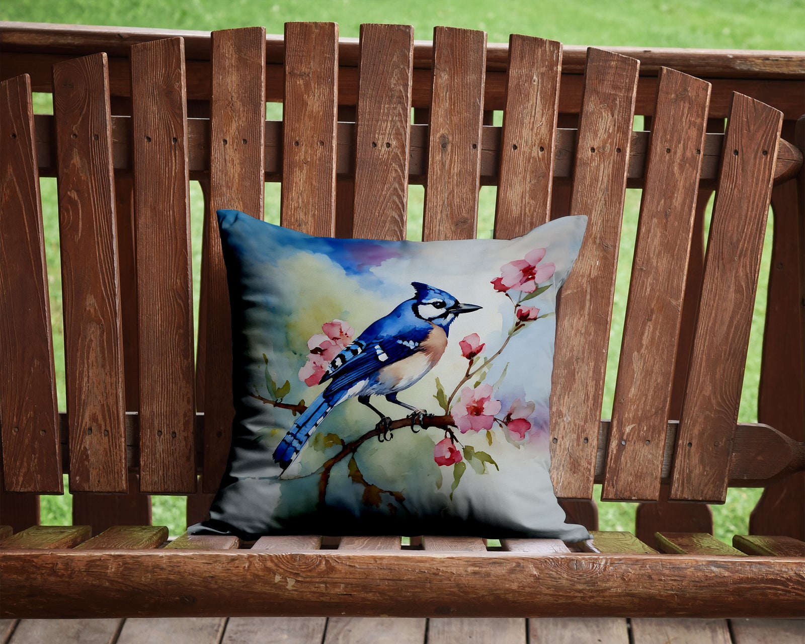Caroline's Treasures Blue Jay Throw Pillow - 14x14 Decorative Pillow – Art for Your Home & Patio