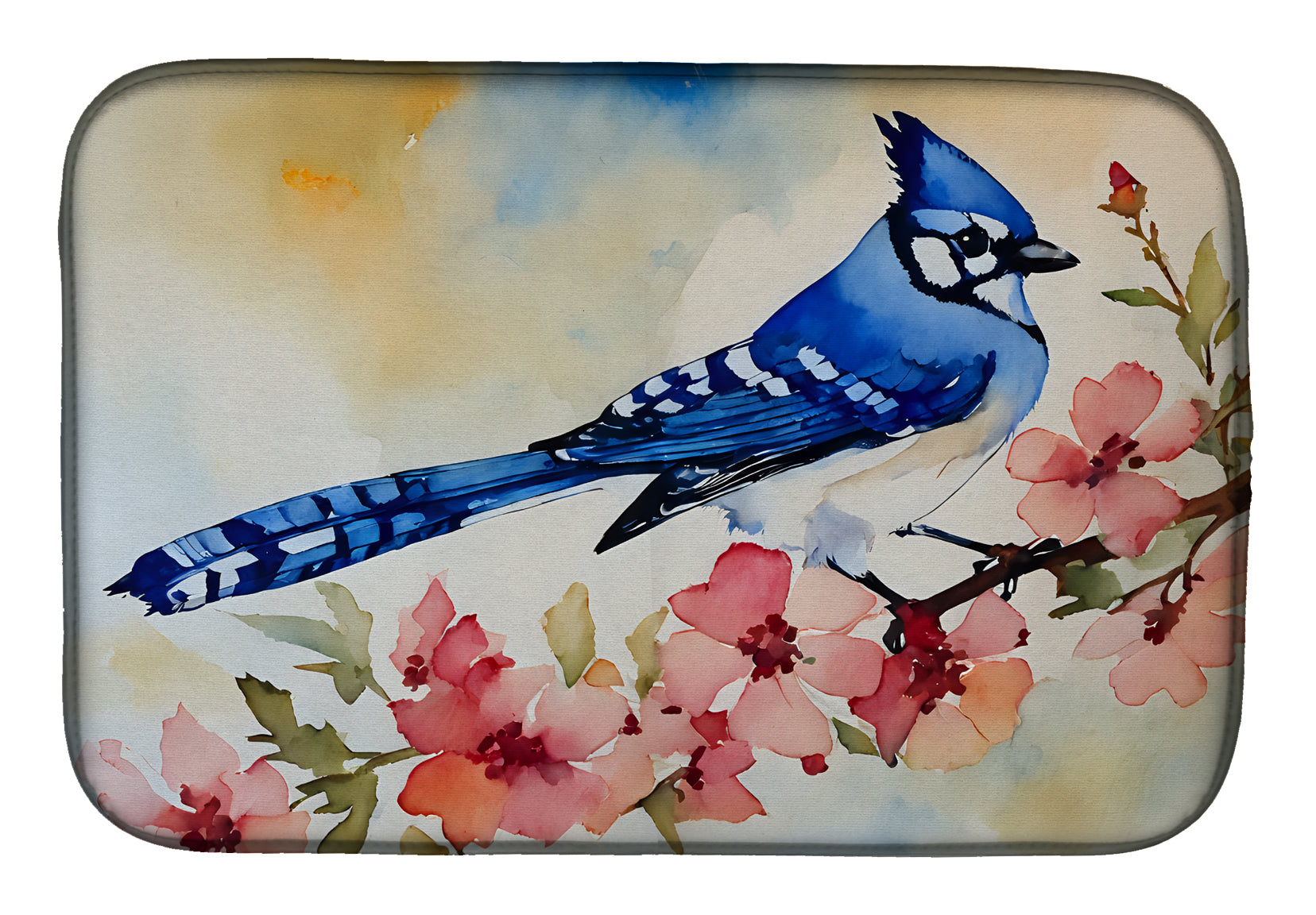 Caroline's Treasures Blue Jay Dish Drying Mat